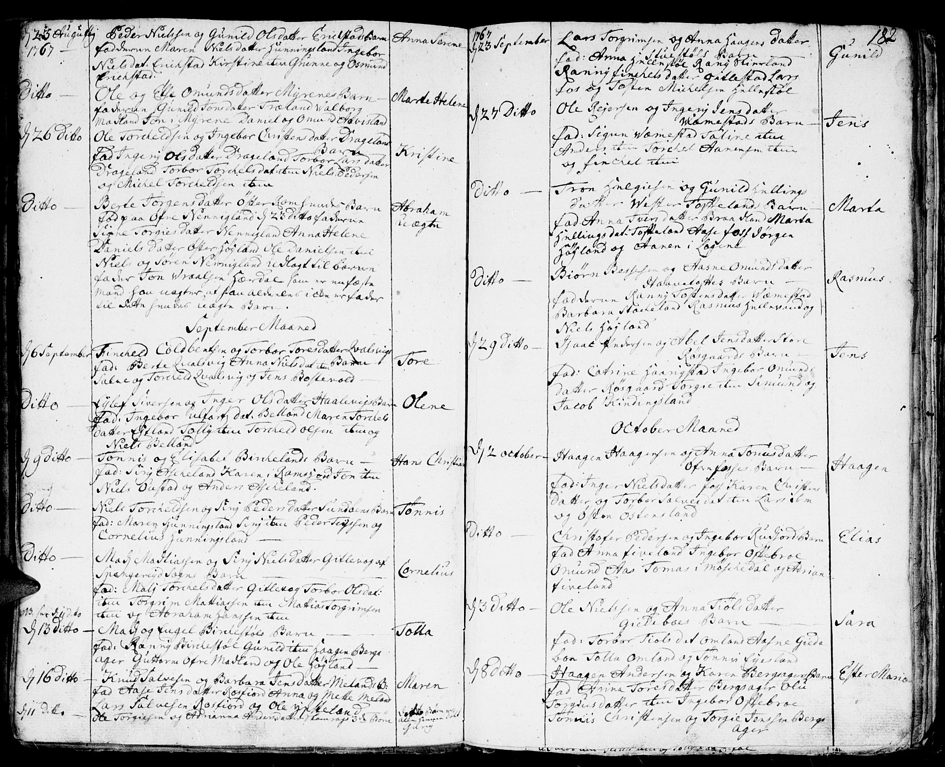 Lyngdal sokneprestkontor, AV/SAK-1111-0029/F/Fa/Fac/L0001: Parish register (official) no. A 1, 1727-1779, p. 182