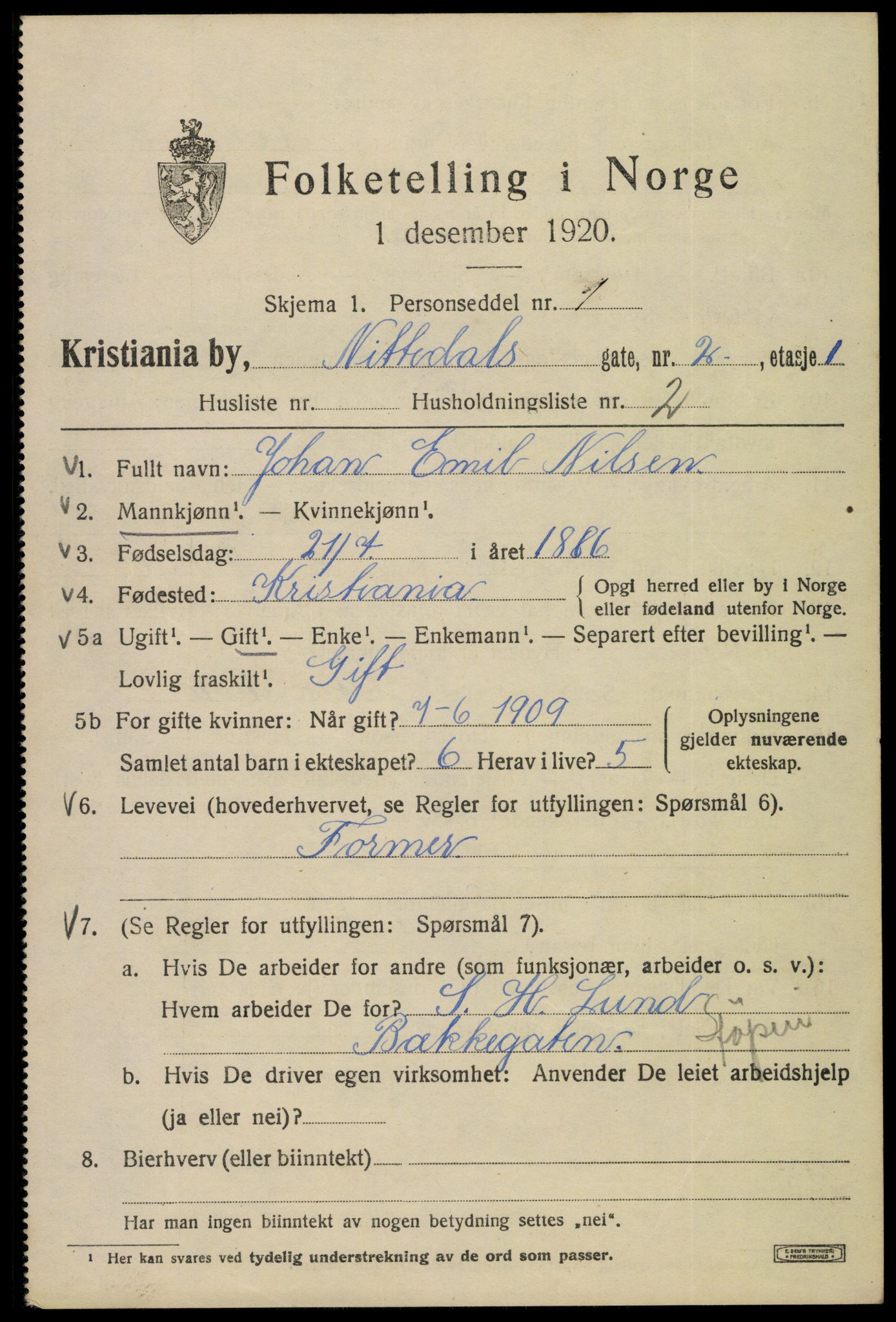 SAO, 1920 census for Kristiania, 1920, p. 417391