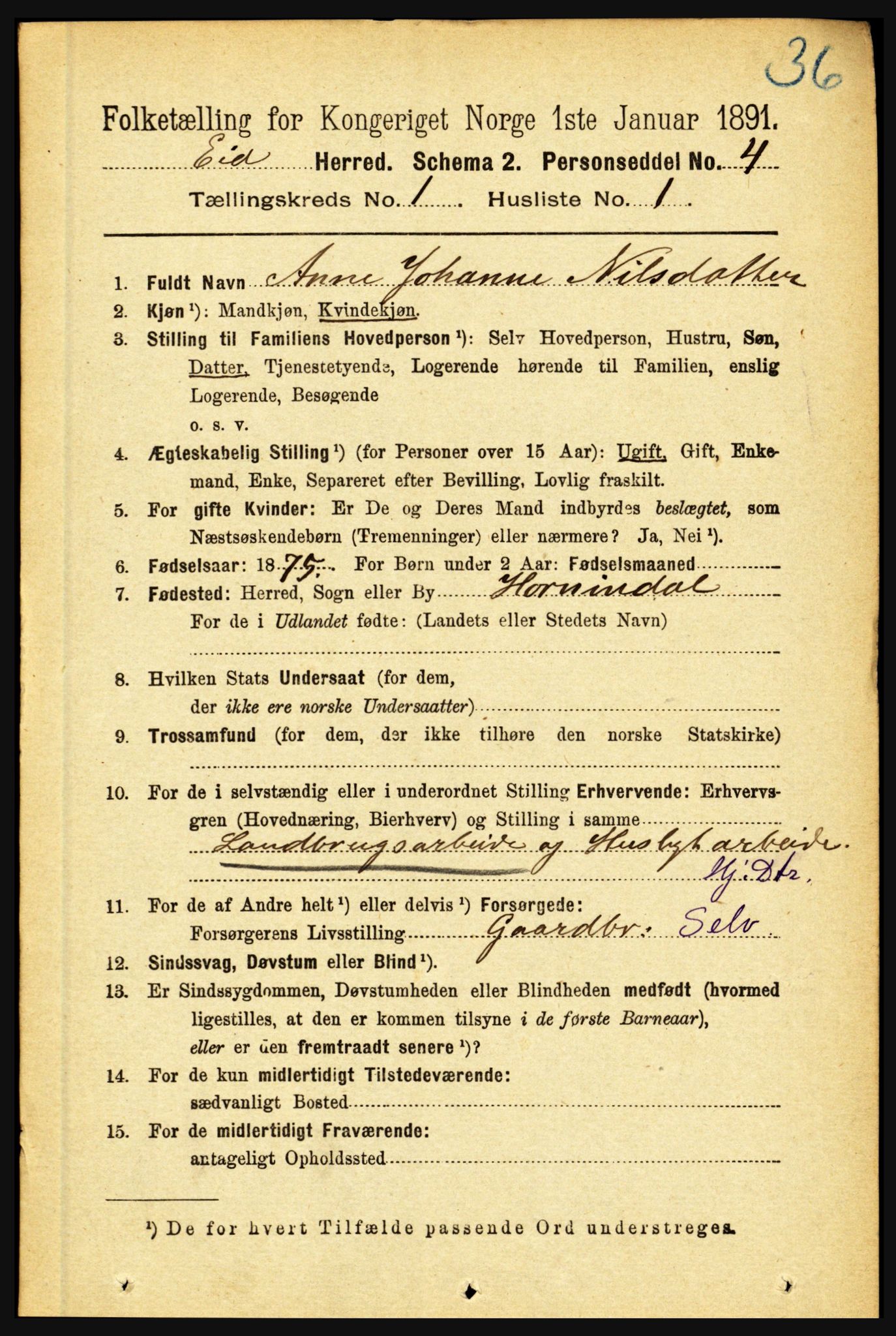 RA, 1891 census for 1443 Eid, 1891, p. 81