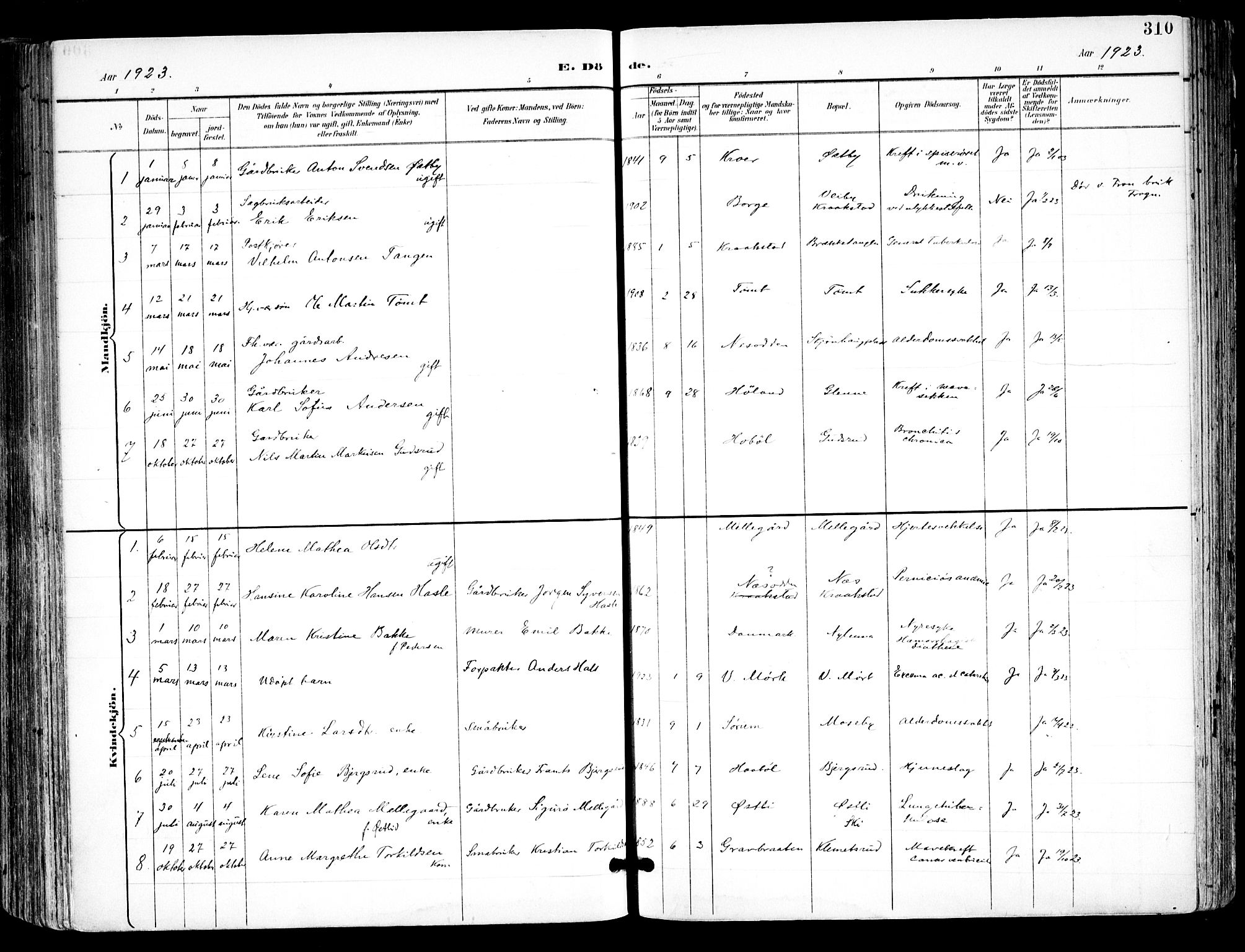 Kråkstad prestekontor Kirkebøker, SAO/A-10125a/F/Fa/L0010: Parish register (official) no. I 10, 1893-1931, p. 310
