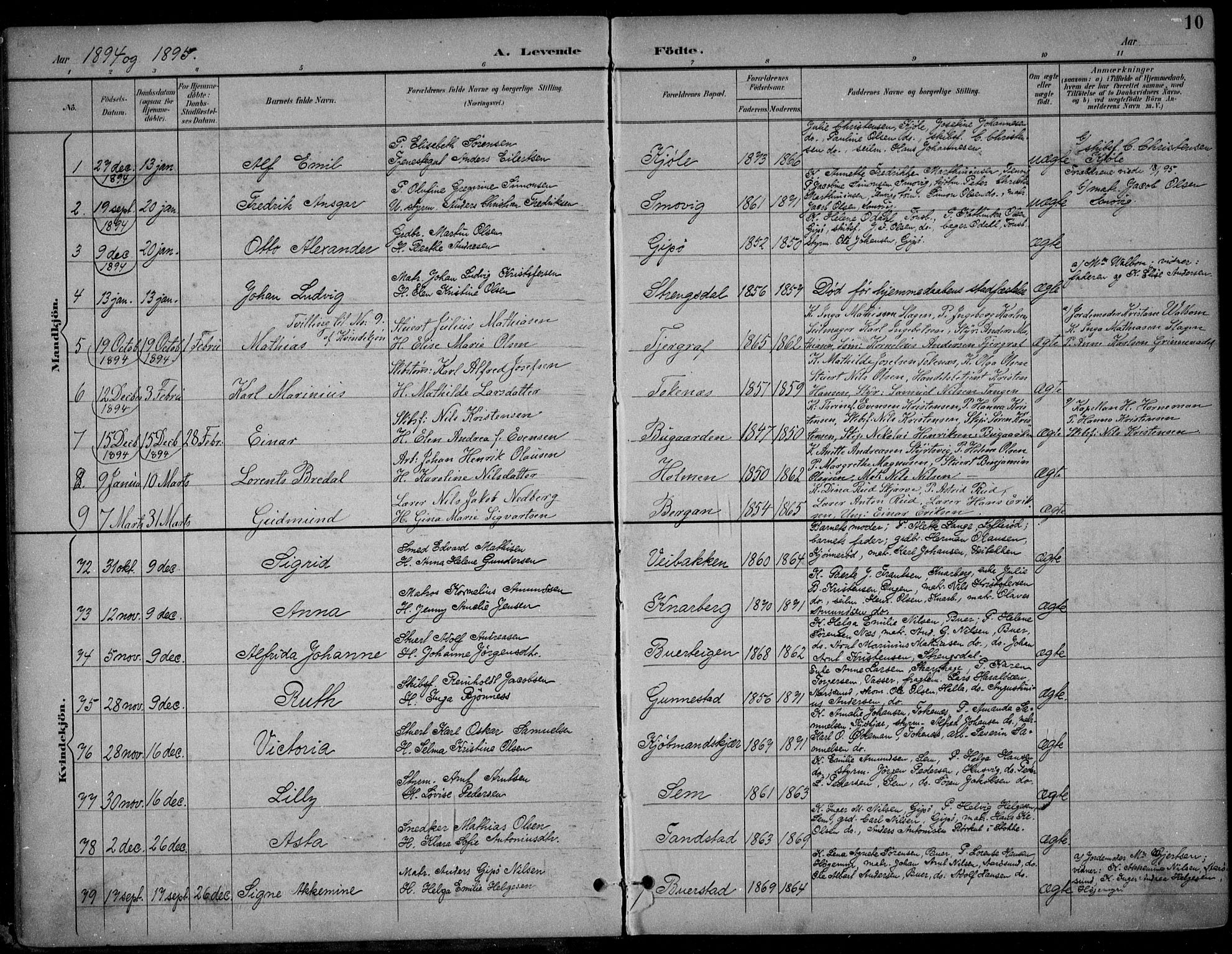 Nøtterøy kirkebøker, AV/SAKO-A-354/F/Fa/L0009: Parish register (official) no. I 9, 1894-1907, p. 10