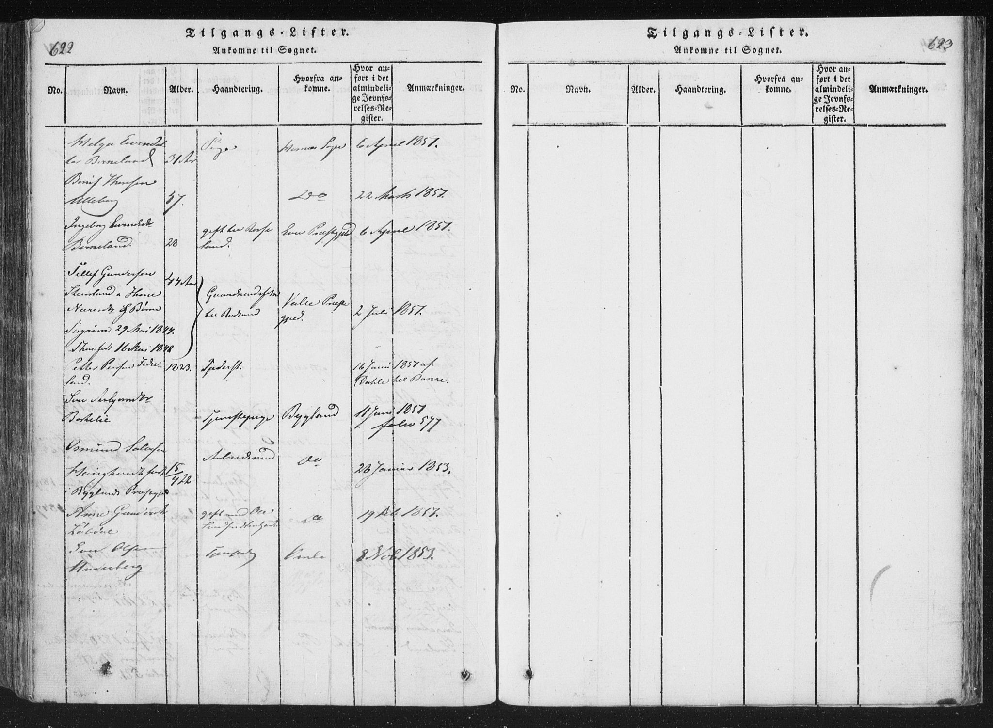 Åseral sokneprestkontor, SAK/1111-0051/F/Fa/L0001: Parish register (official) no. A 1, 1815-1853, p. 622-623