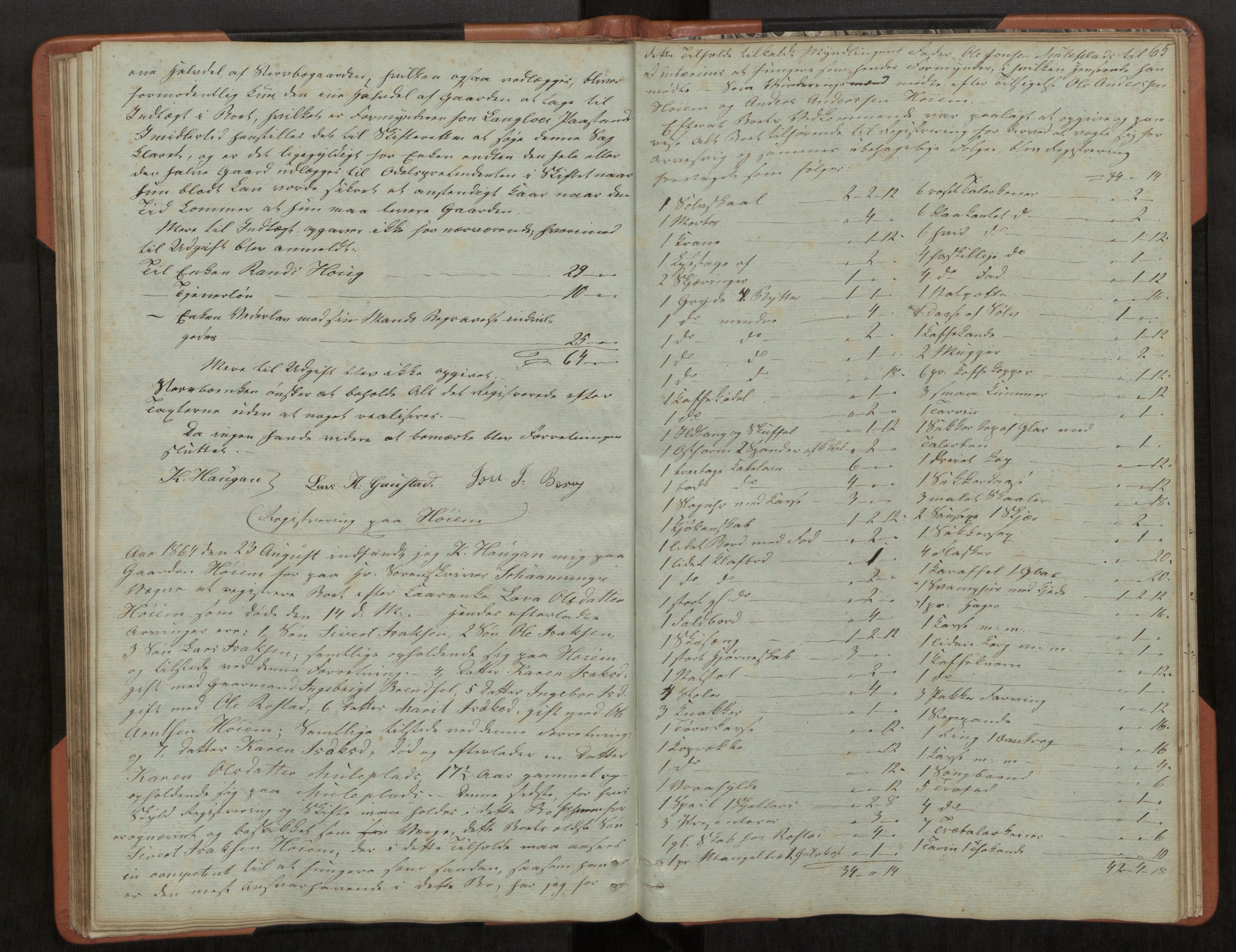 Strinda og Selbu sorenskriveri, AV/SAT-A-0015/3/3C/L0001: Skifteregistreringsprot. for Byneset, 1852-1870, p. 65