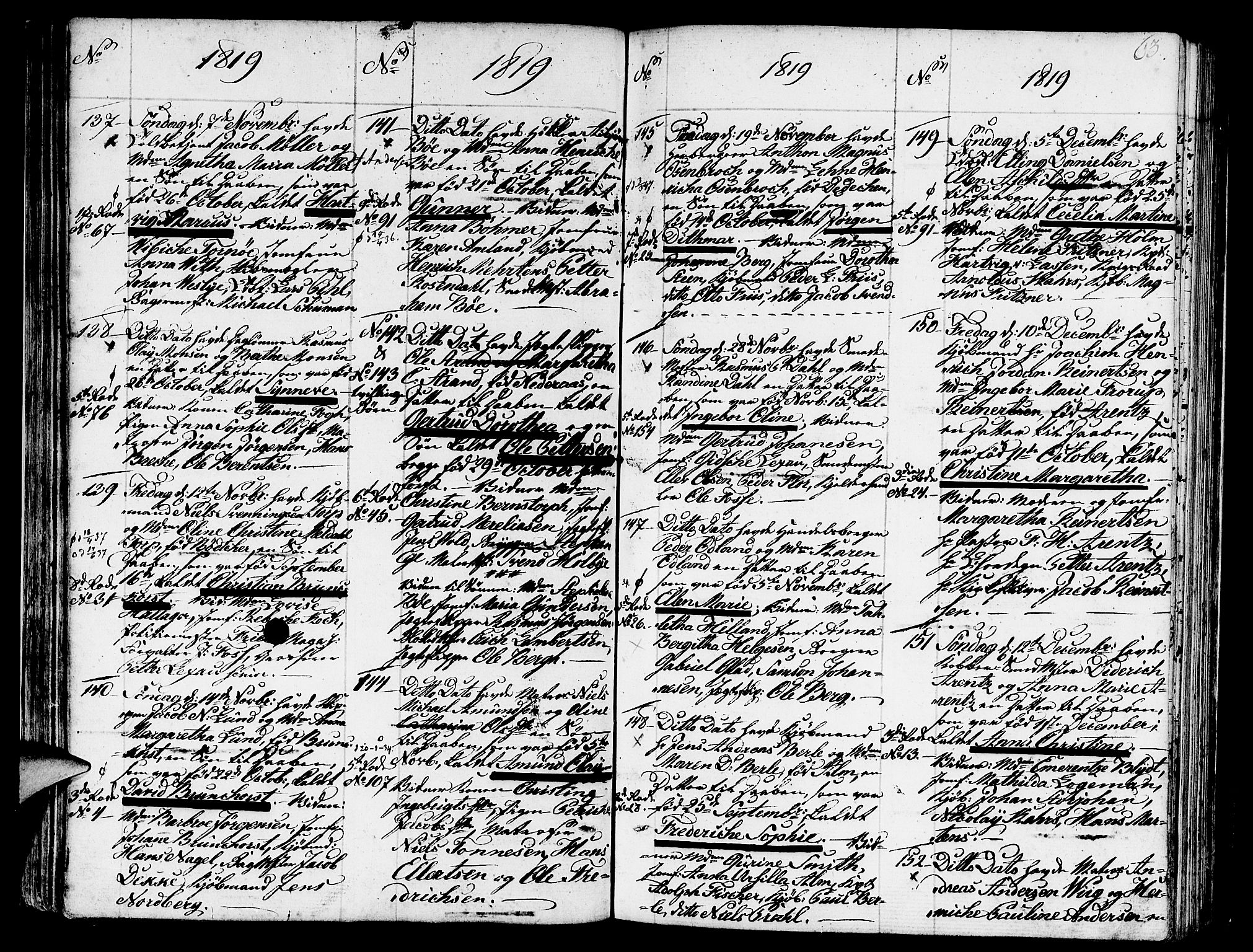 Nykirken Sokneprestembete, AV/SAB-A-77101/H/Haa/L0006: Parish register (official) no. A 6, 1808-1820, p. 63