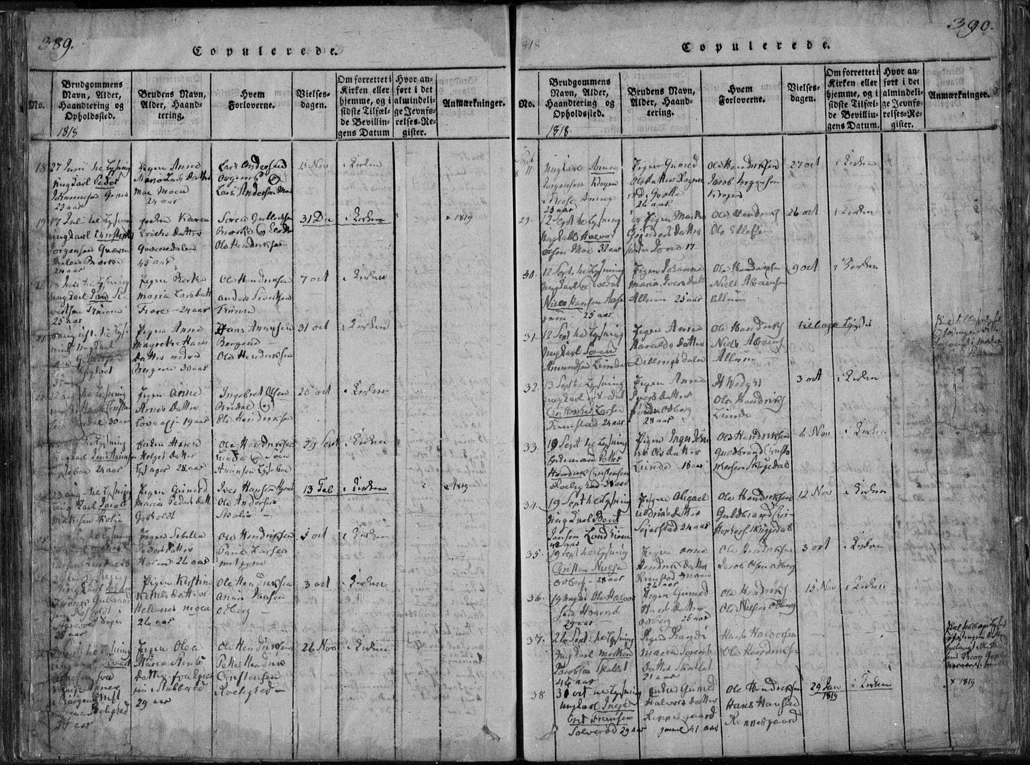 Hedrum kirkebøker, SAKO/A-344/F/Fa/L0004: Parish register (official) no. I 4, 1817-1835, p. 389-390