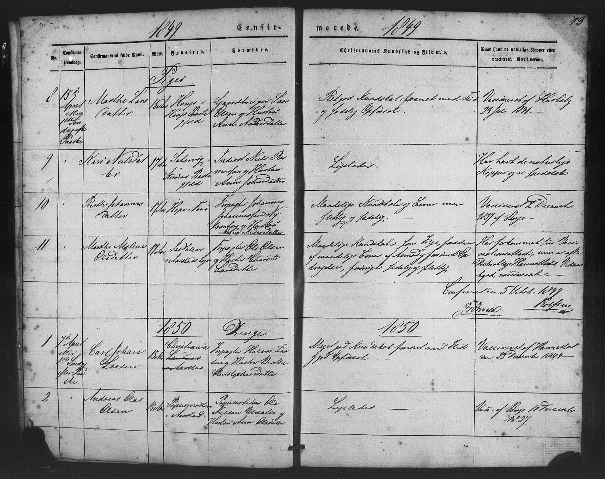 St. Jørgens hospital og Årstad sokneprestembete, AV/SAB-A-99934: Parish register (copy) no. A 5, 1844-1871, p. 13