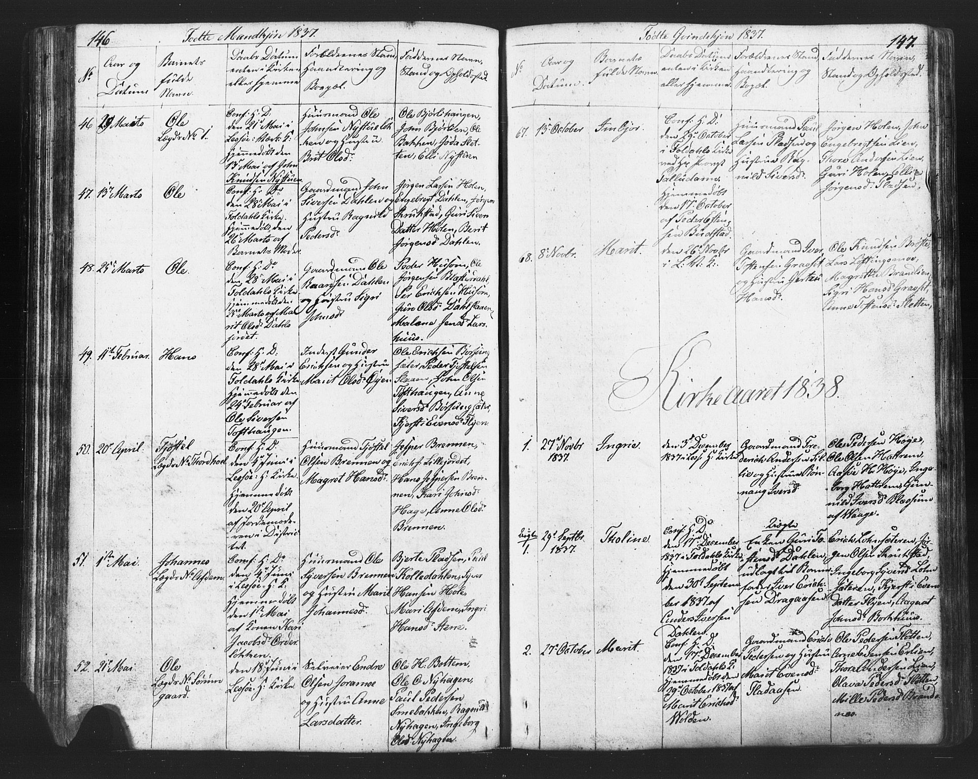 Lesja prestekontor, AV/SAH-PREST-068/H/Ha/Hab/L0002: Parish register (copy) no. 2, 1832-1850, p. 146-147