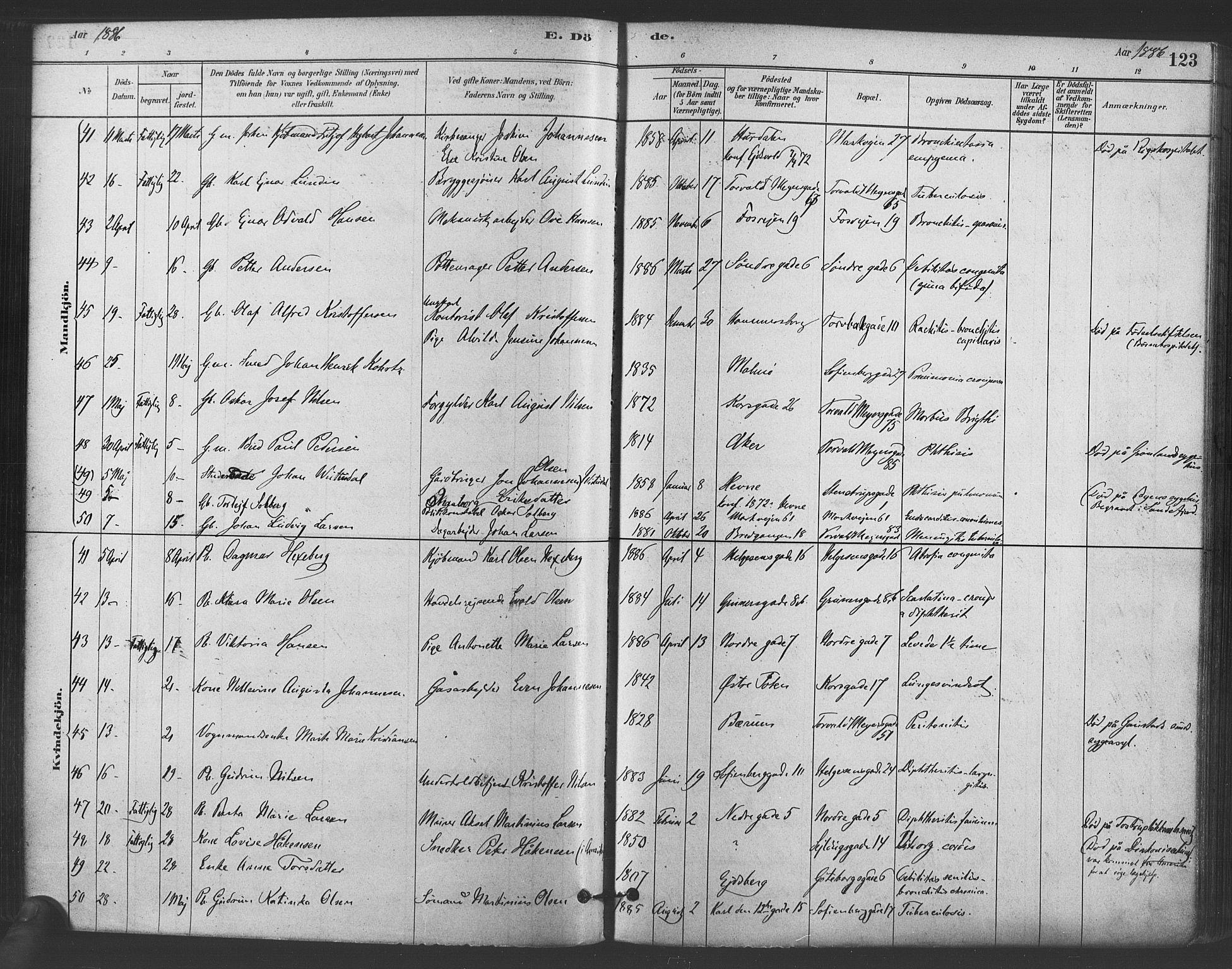 Paulus prestekontor Kirkebøker, AV/SAO-A-10871/F/Fa/L0005: Parish register (official) no. 5, 1879-1889, p. 123