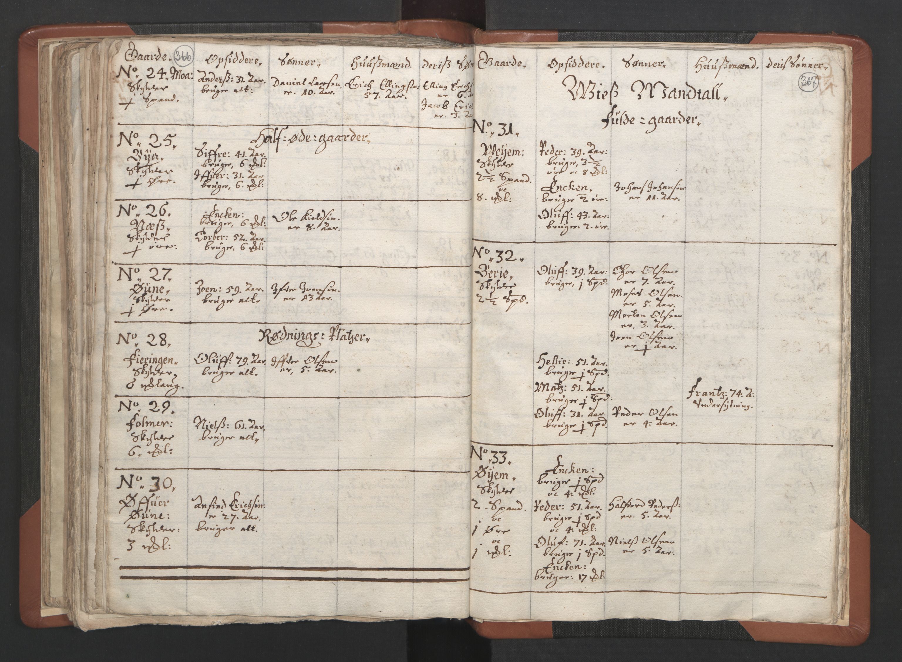 RA, Vicar's Census 1664-1666, no. 34: Namdal deanery, 1664-1666, p. 366-367