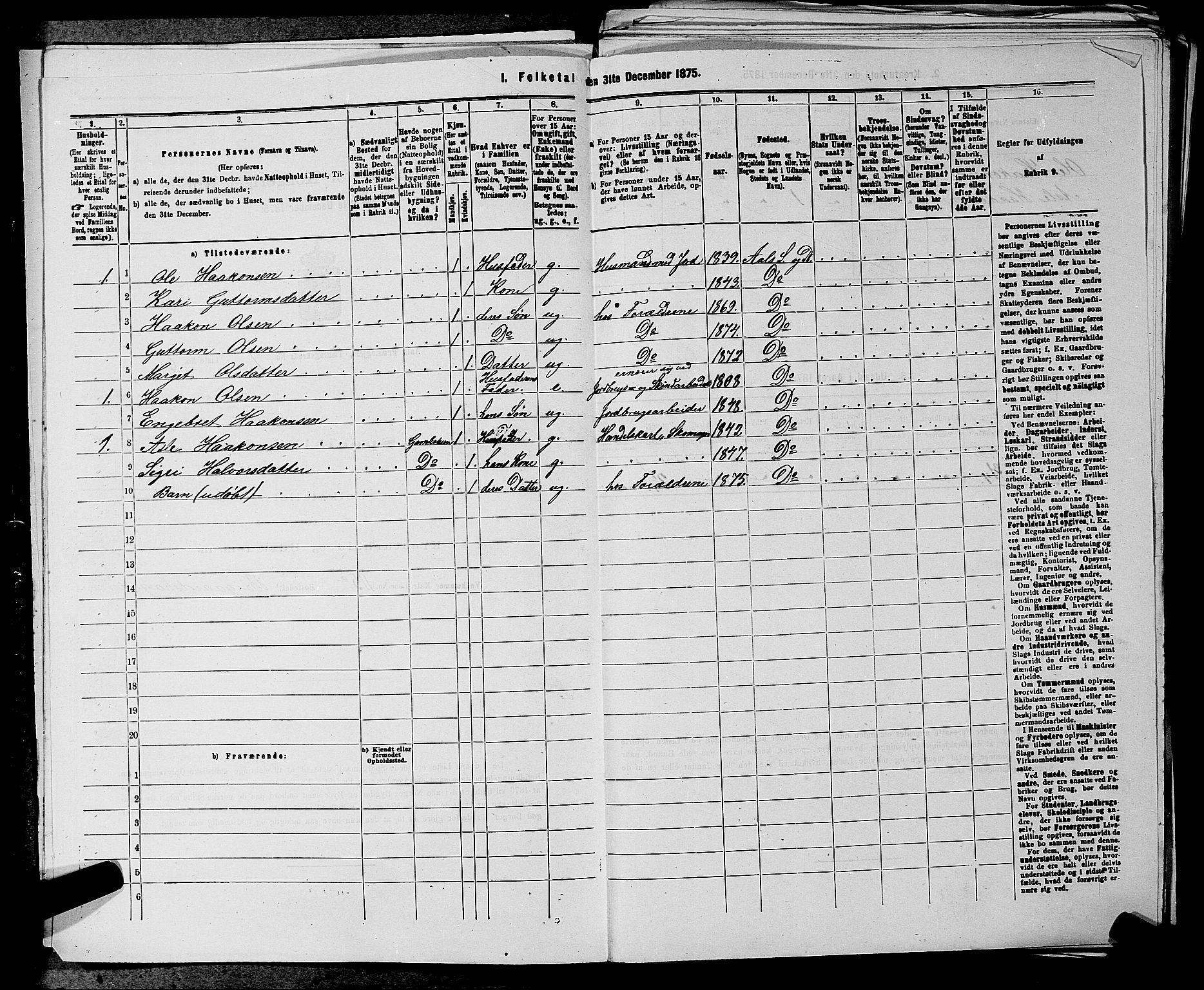 SAKO, 1875 census for 0619P Ål, 1875, p. 1103