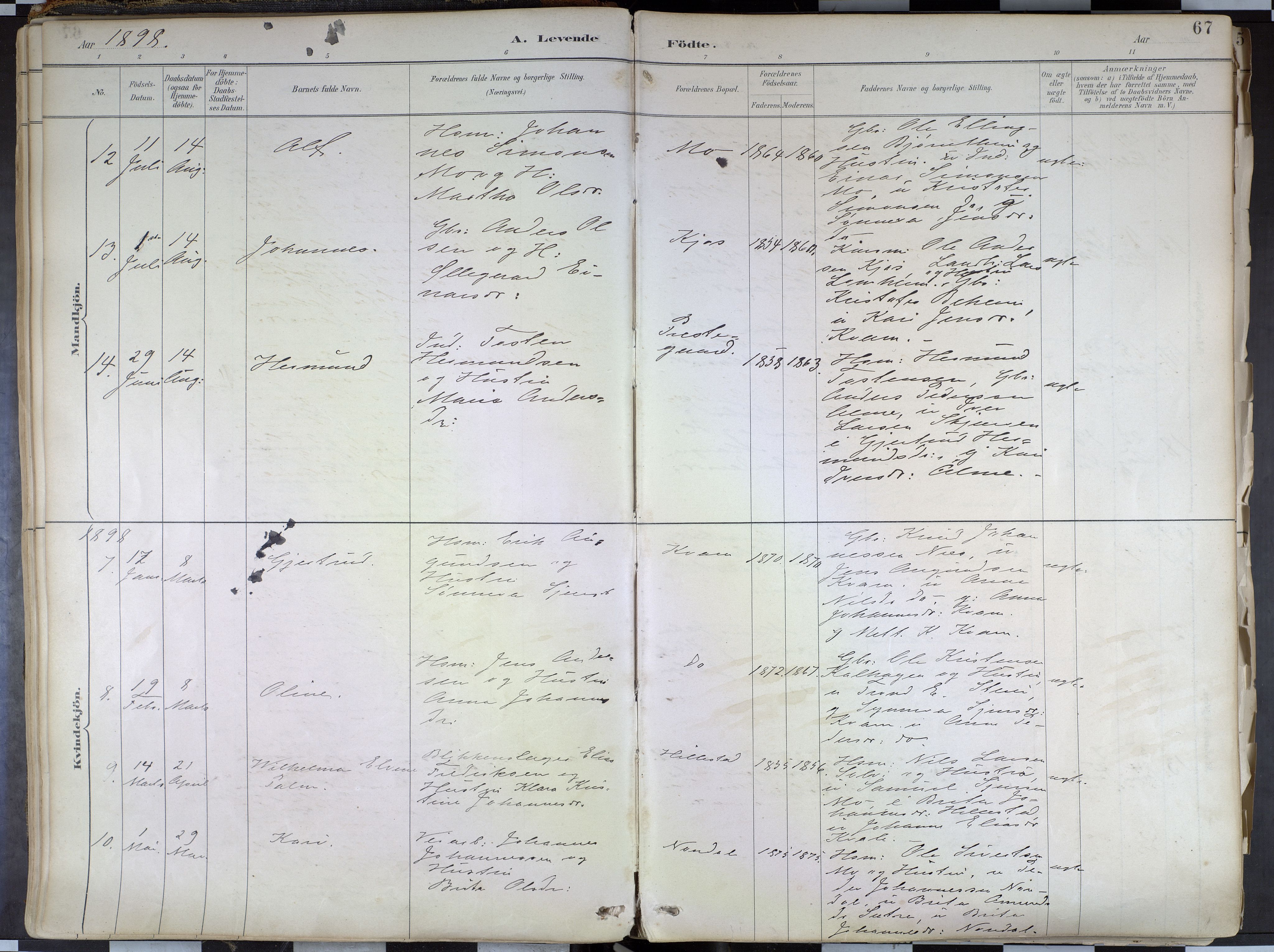 Hafslo sokneprestembete, AV/SAB-A-80301/H/Haa/Haab/L0001: Parish register (official) no. B 1, 1886-1945, p. 67