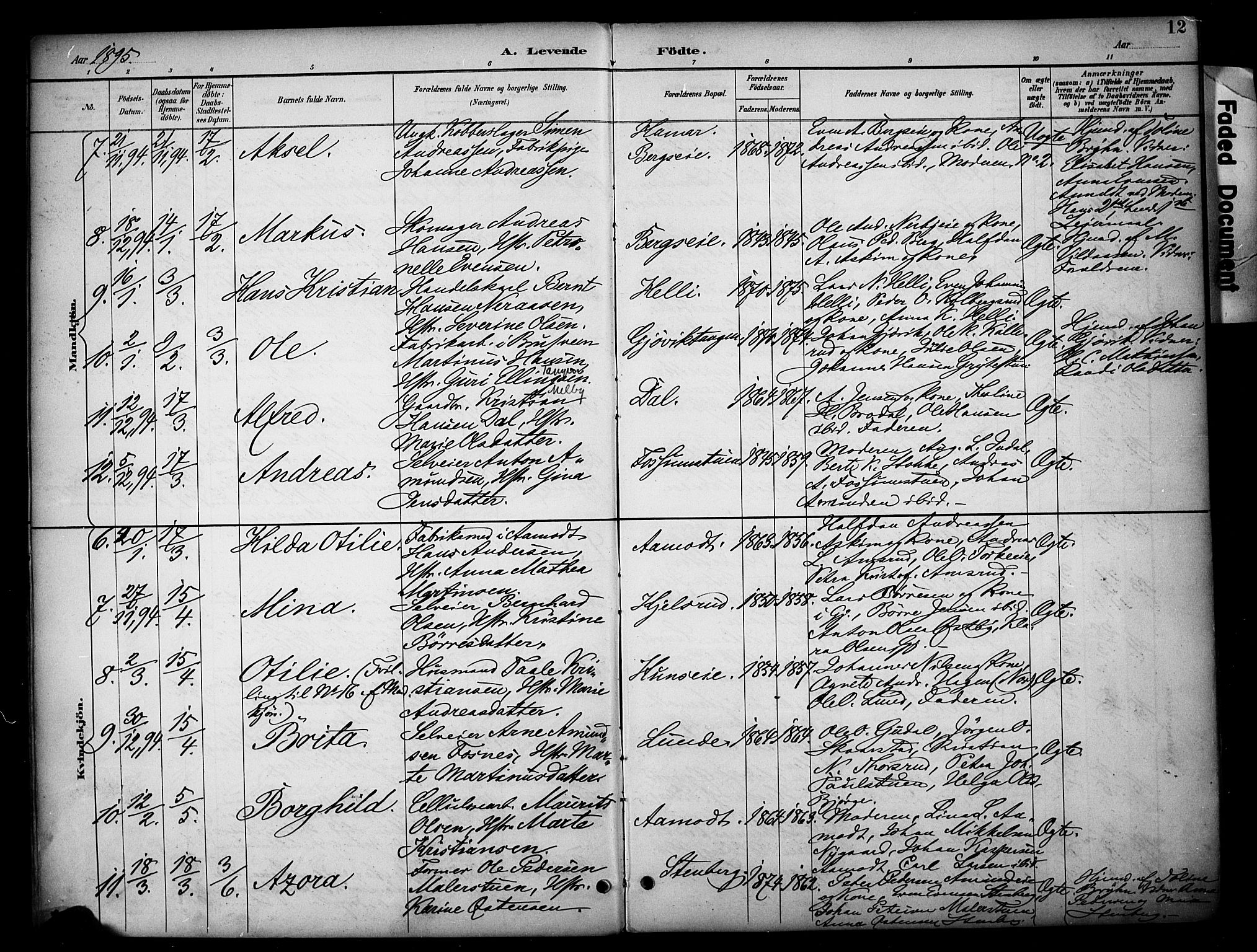 Vardal prestekontor, AV/SAH-PREST-100/H/Ha/Haa/L0012: Parish register (official) no. 12, 1893-1904, p. 12