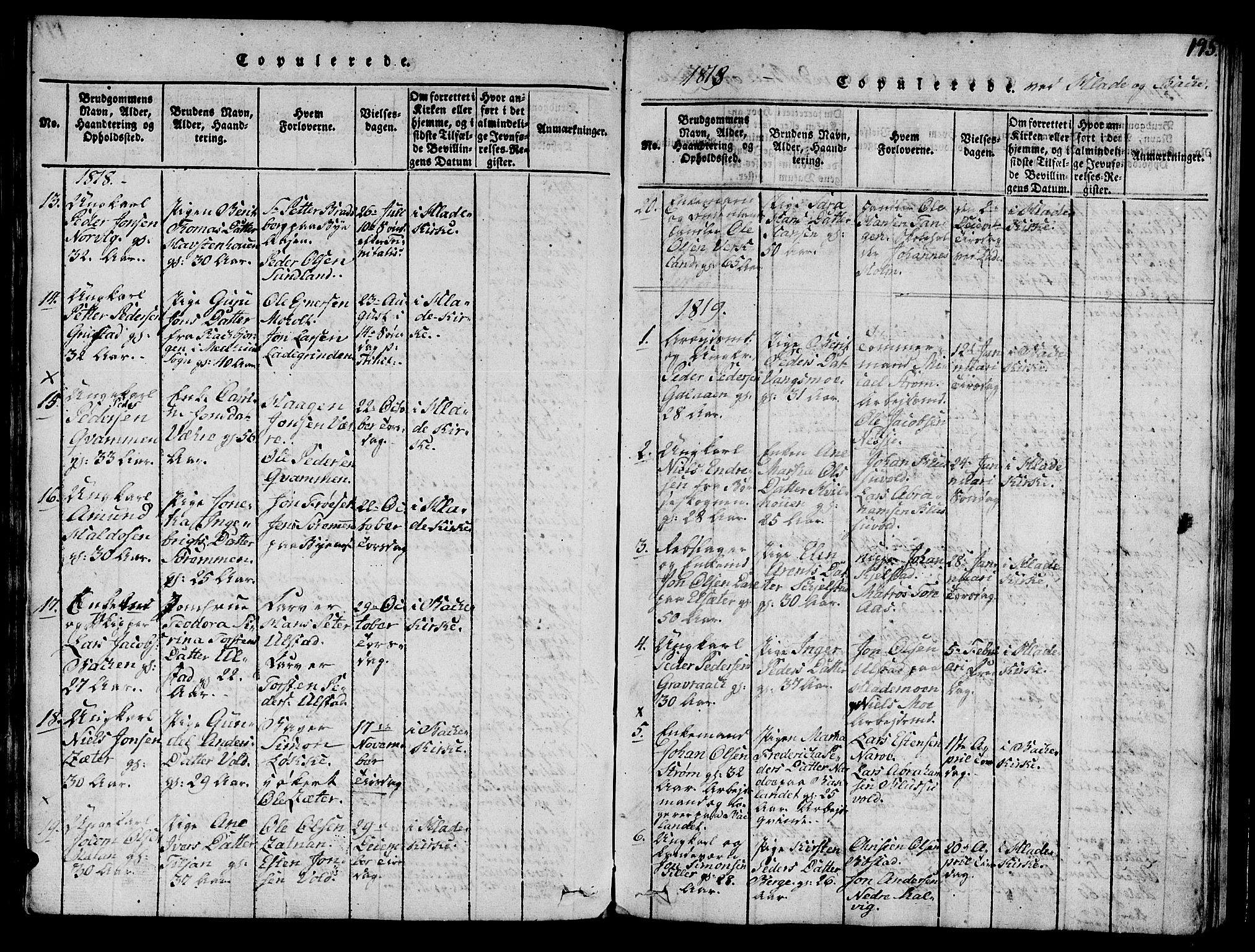 Ministerialprotokoller, klokkerbøker og fødselsregistre - Sør-Trøndelag, SAT/A-1456/606/L0307: Parish register (copy) no. 606C03, 1817-1824, p. 195