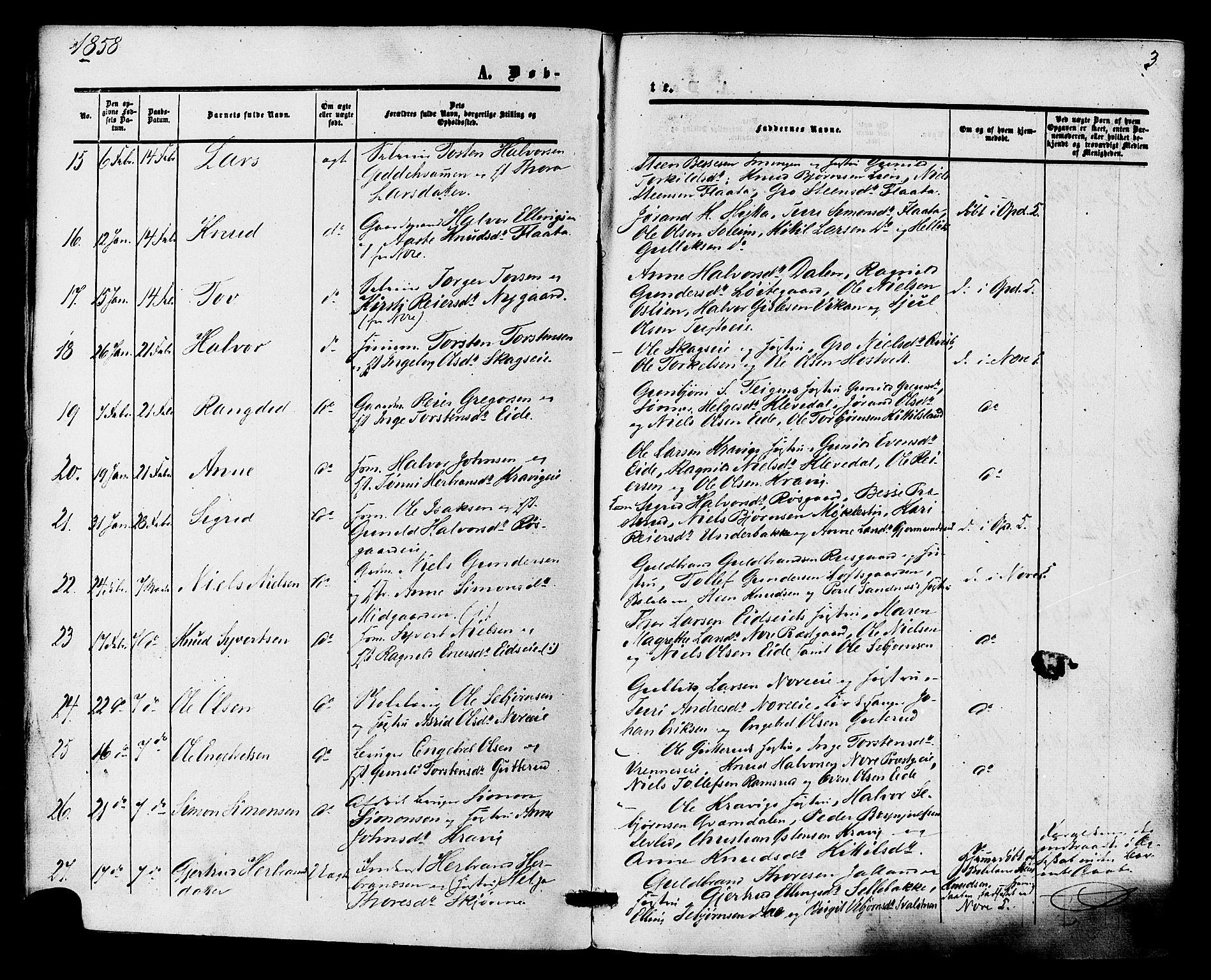 Nore kirkebøker, SAKO/A-238/F/Fa/L0003: Parish register (official) no. I 3, 1858-1866, p. 3