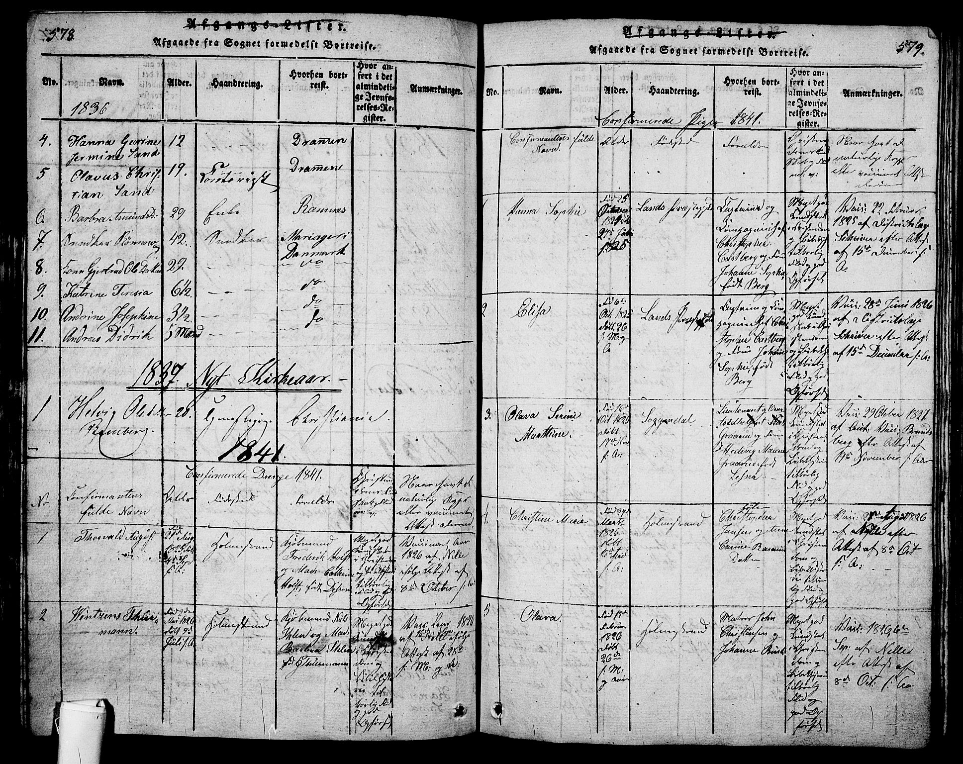 Holmestrand kirkebøker, AV/SAKO-A-346/G/Ga/L0001: Parish register (copy) no. 1, 1814-1848, p. 578-579