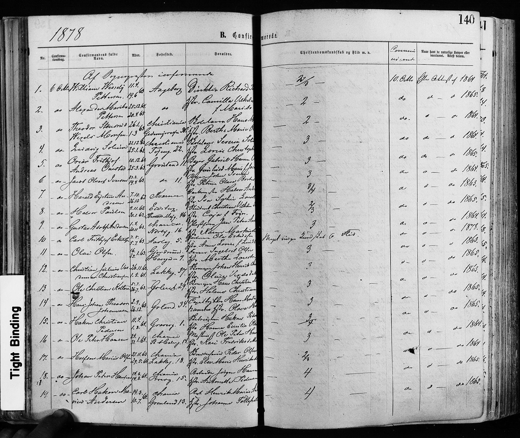 Grønland prestekontor Kirkebøker, AV/SAO-A-10848/F/Fa/L0005: Parish register (official) no. 5, 1869-1880, p. 140