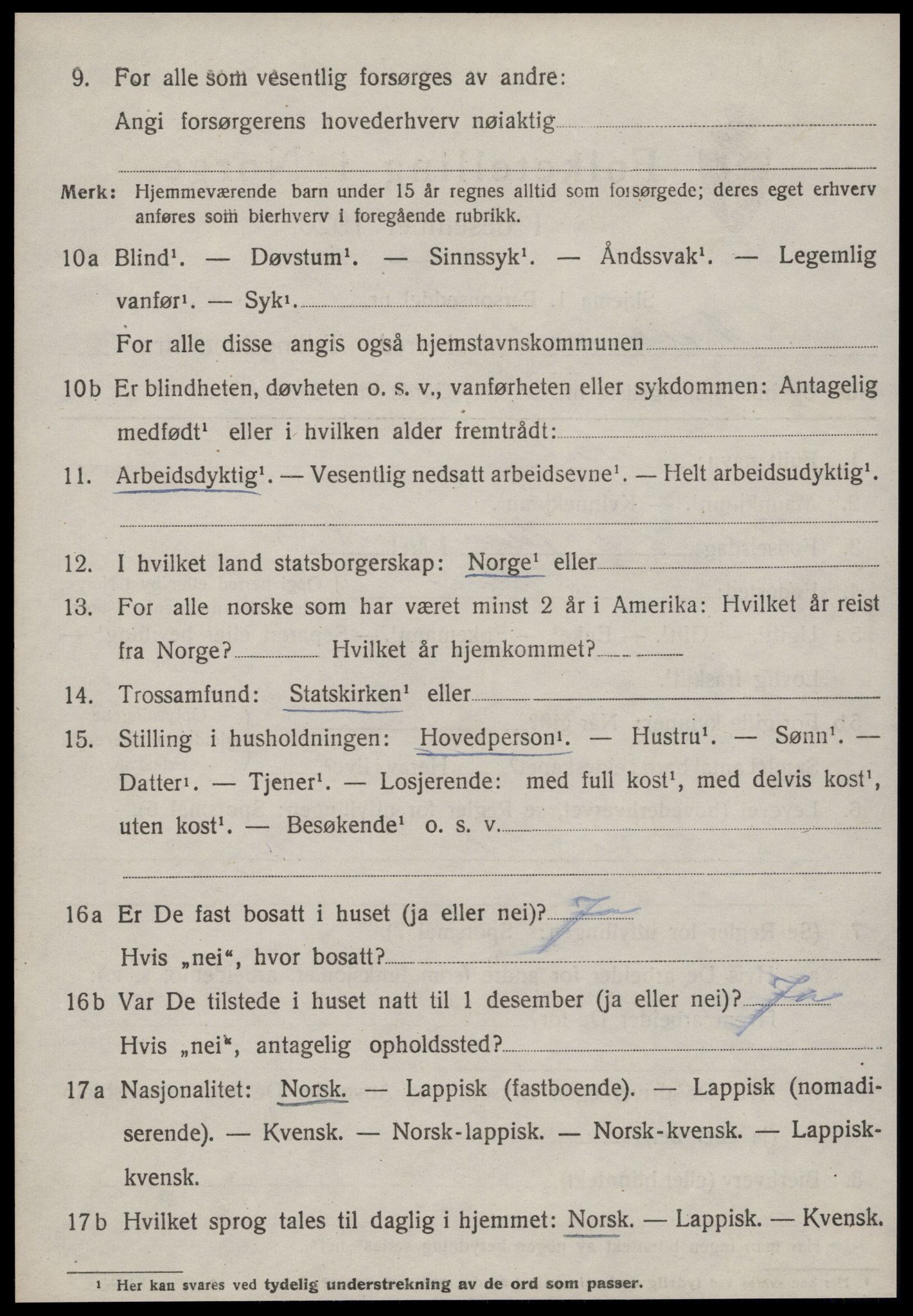 SAT, 1920 census for Melhus, 1920, p. 2446