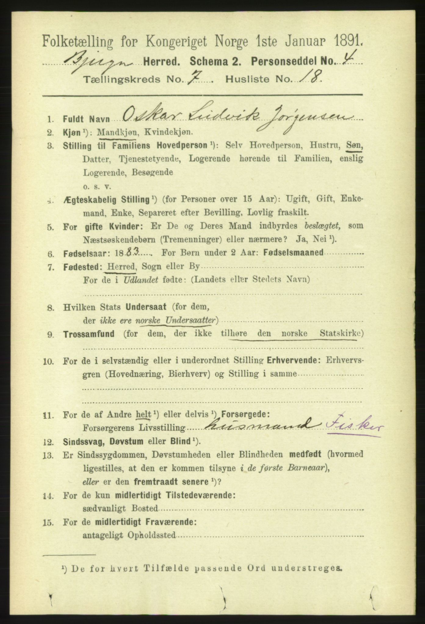 RA, 1891 census for 1627 Bjugn, 1891, p. 1948