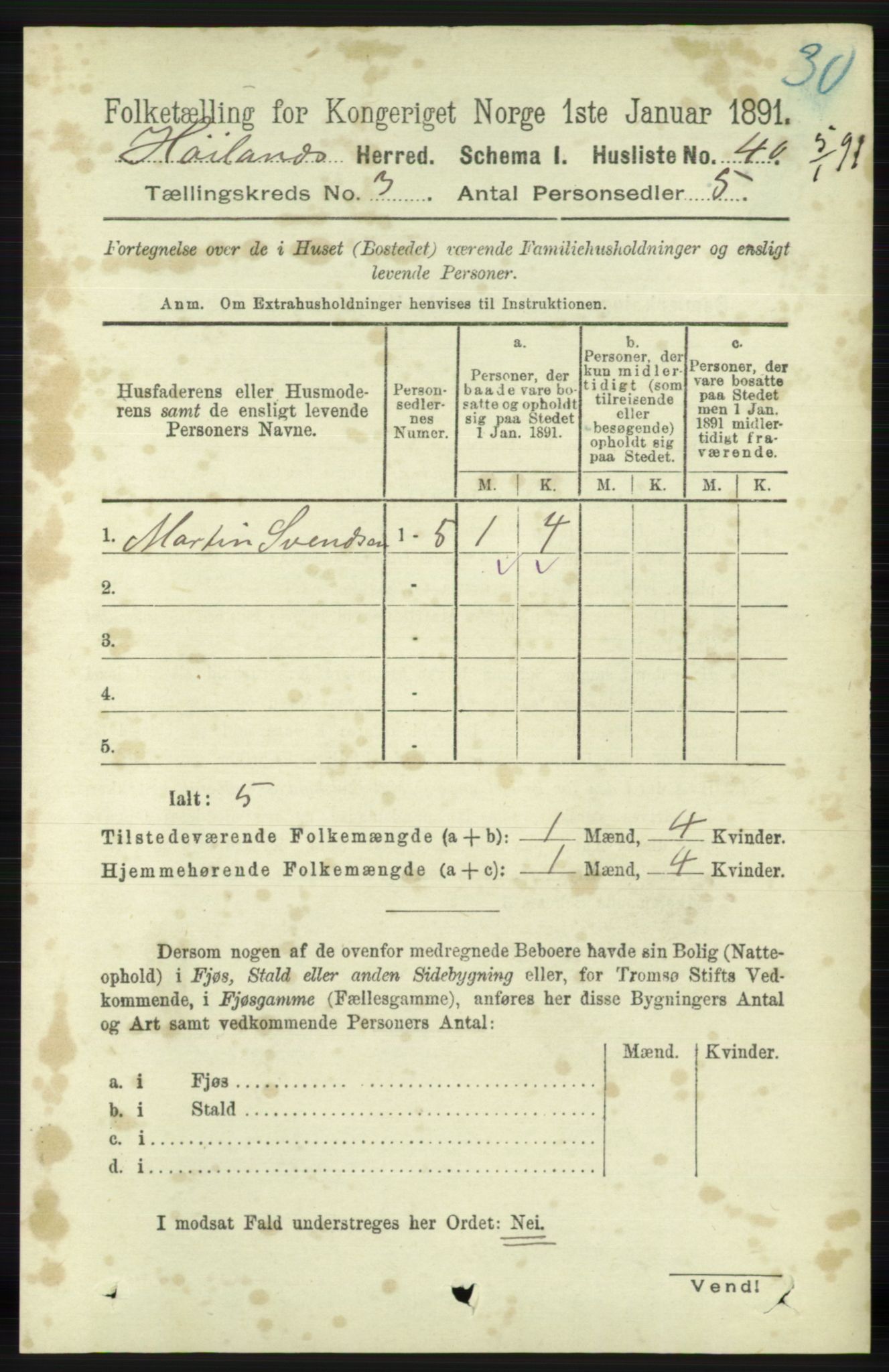 RA, 1891 census for 1123 Høyland, 1891, p. 664