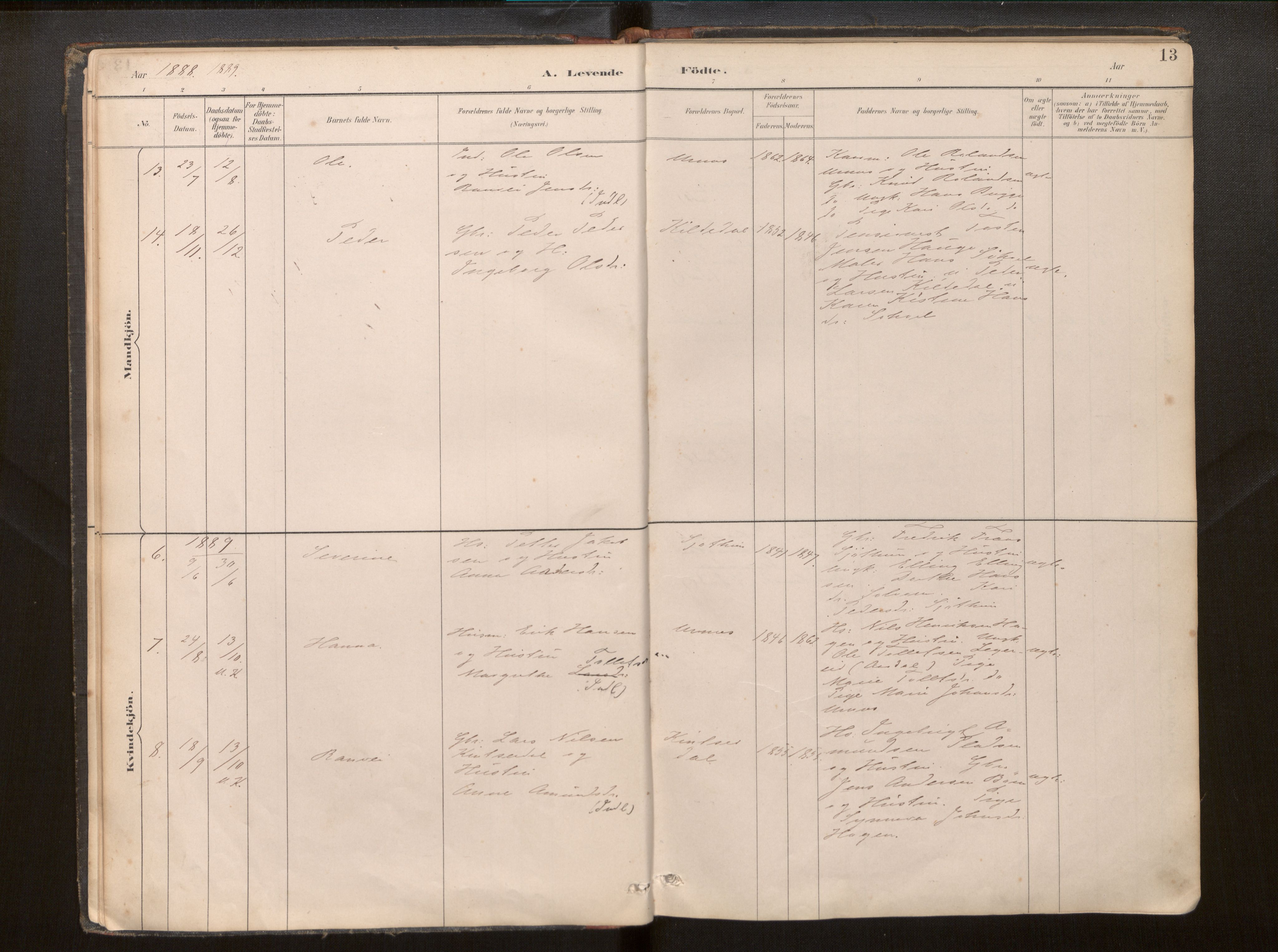 Hafslo sokneprestembete, SAB/A-80301/H/Haa/Haac/L0001: Parish register (official) no. C 1, 1886-1944, p. 13