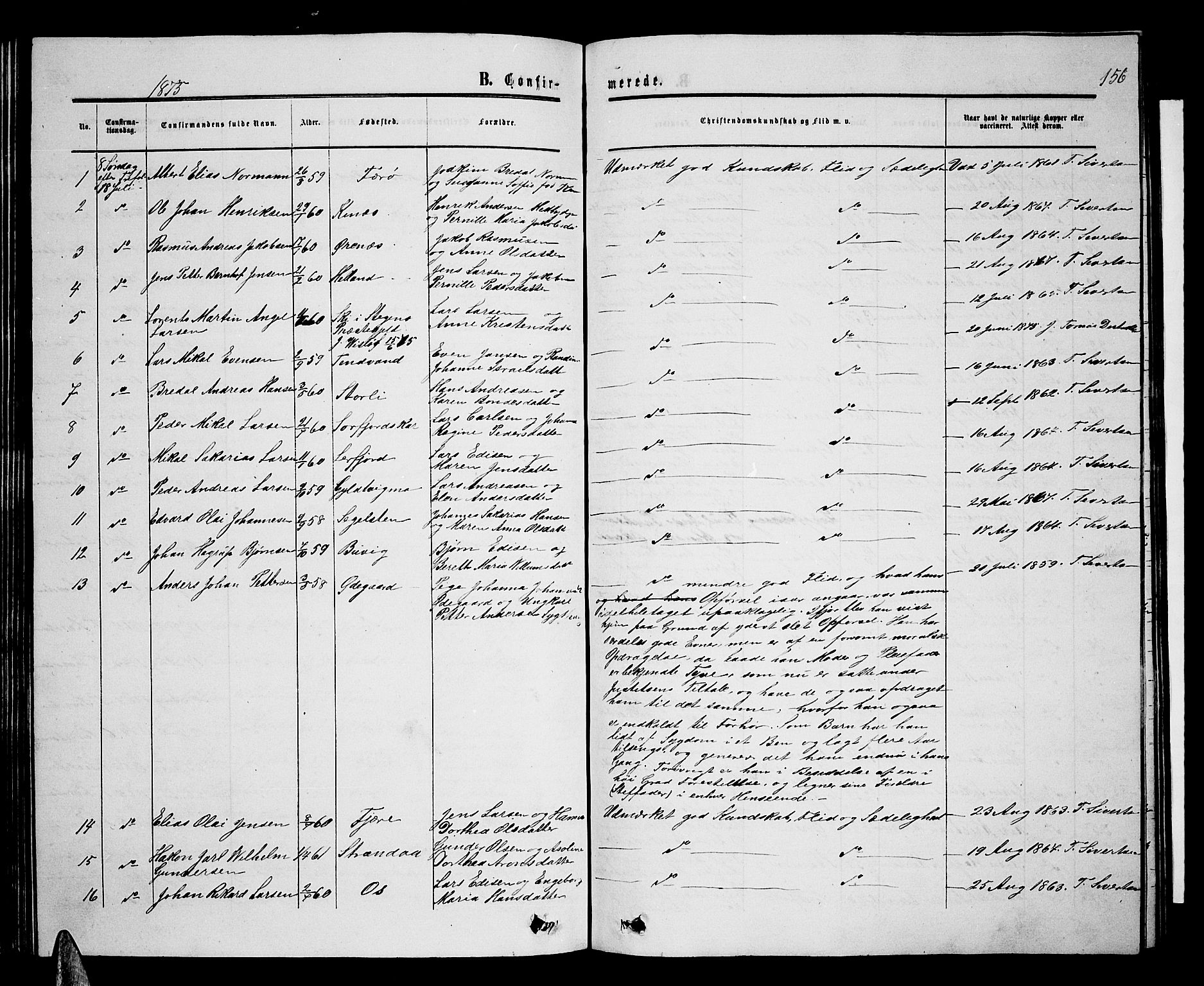 Ministerialprotokoller, klokkerbøker og fødselsregistre - Nordland, AV/SAT-A-1459/853/L0775: Parish register (copy) no. 853C03, 1859-1877, p. 156