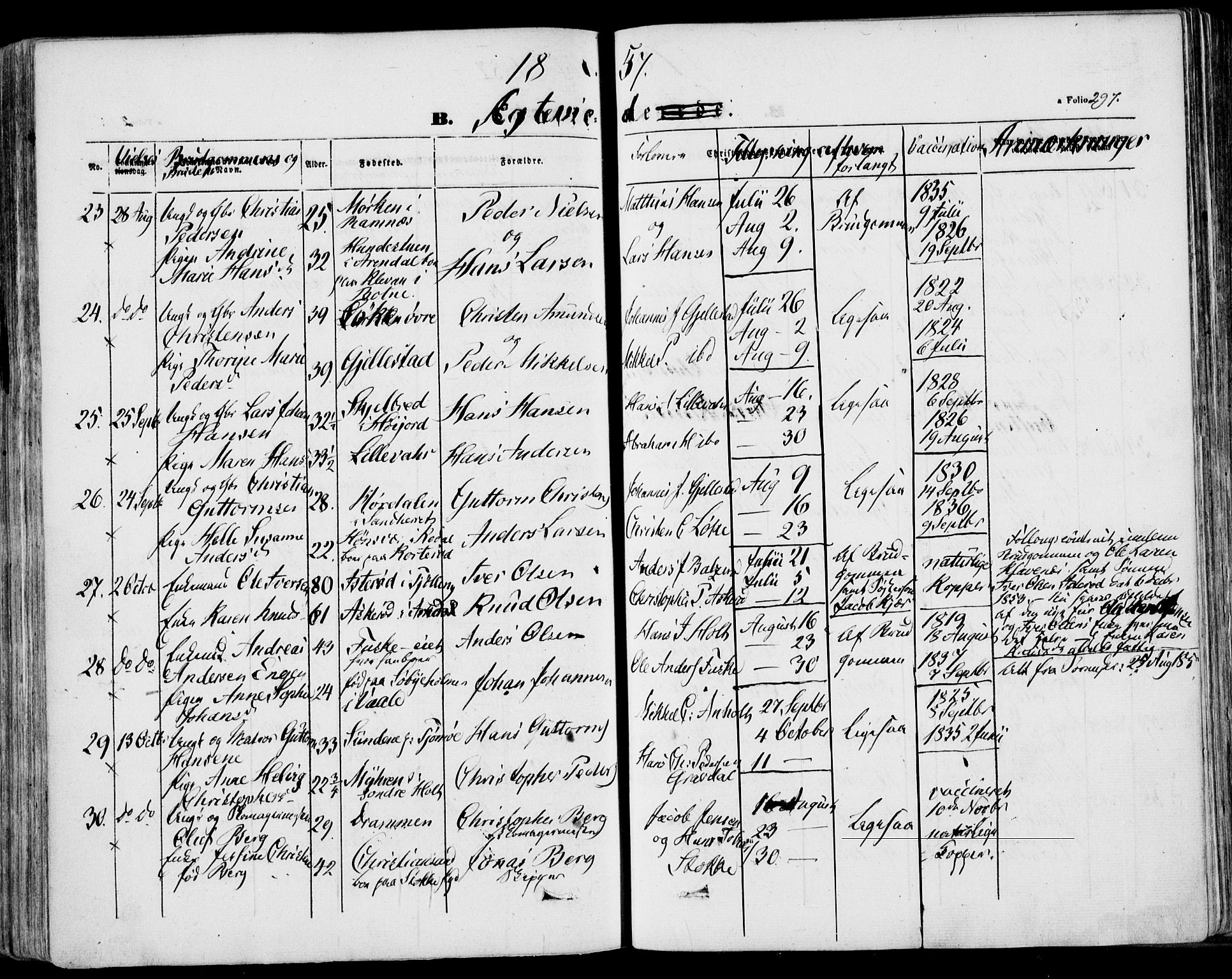 Stokke kirkebøker, AV/SAKO-A-320/F/Fa/L0007: Parish register (official) no. I 7, 1844-1857, p. 297