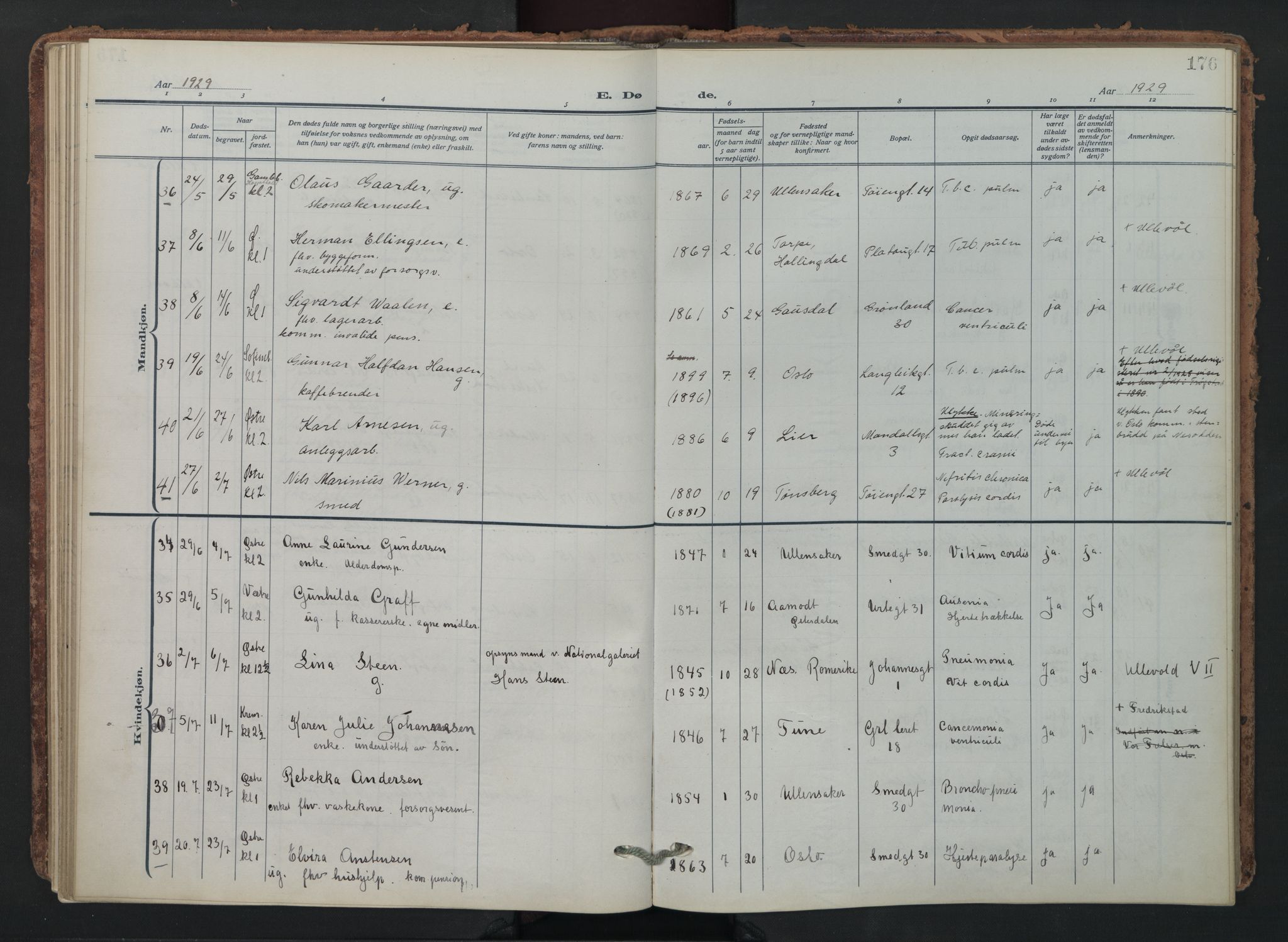 Grønland prestekontor Kirkebøker, SAO/A-10848/F/Fa/L0019: Parish register (official) no. 19, 1918-1938, p. 176