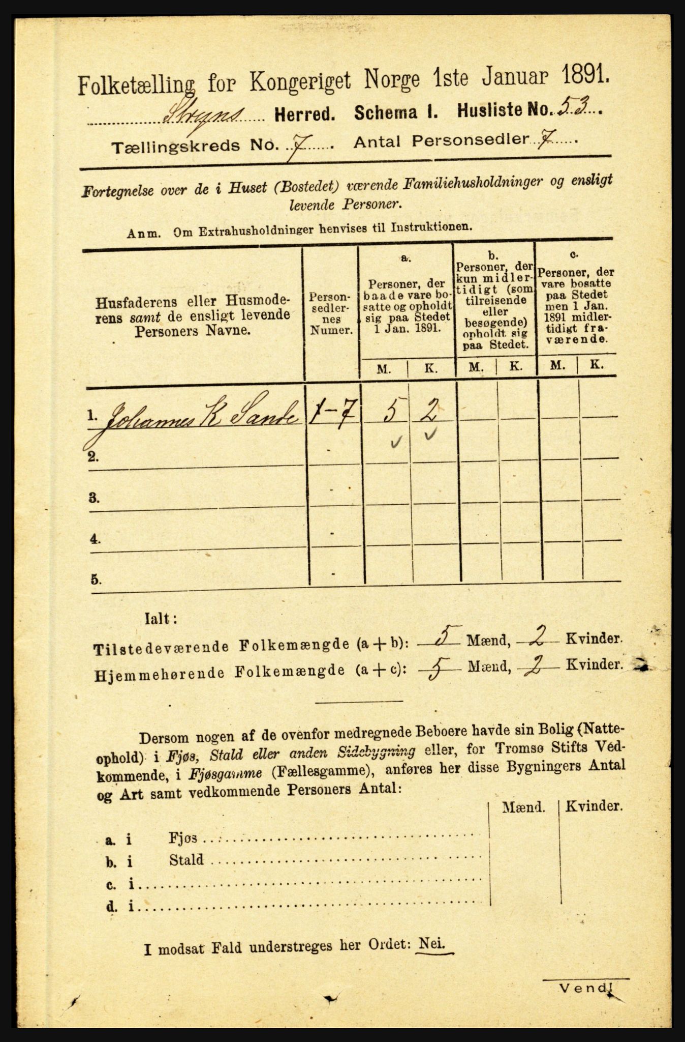 RA, 1891 census for 1448 Stryn, 1891, p. 2825