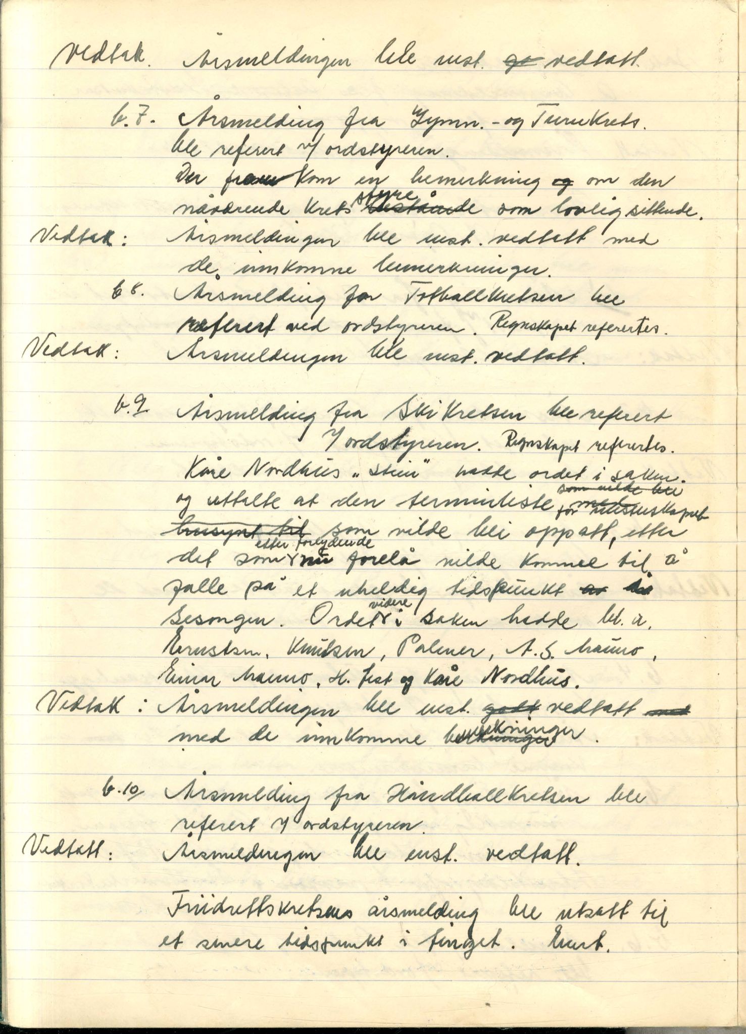 Vest-Finnmark Idrettskrets, FMFB/A-1042/A/Aa/L0002: Møteprotokoll for styre, kretsting og arbeidsutvalg, 1951-1961, p. 6