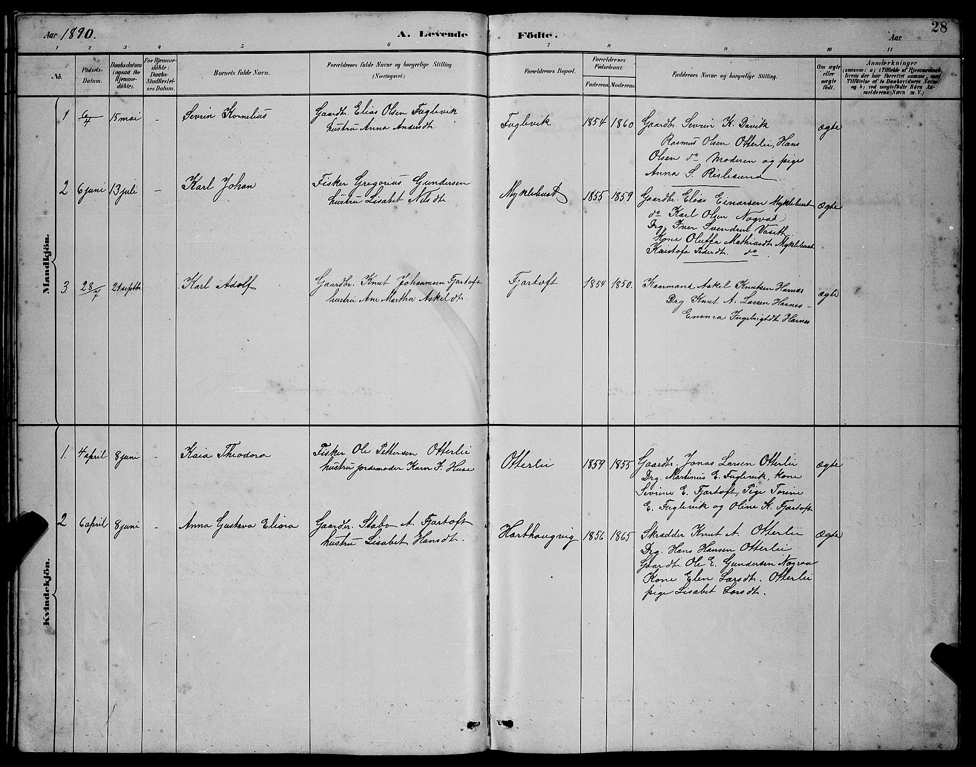 Ministerialprotokoller, klokkerbøker og fødselsregistre - Møre og Romsdal, AV/SAT-A-1454/538/L0523: Parish register (copy) no. 538C01, 1881-1900, p. 28