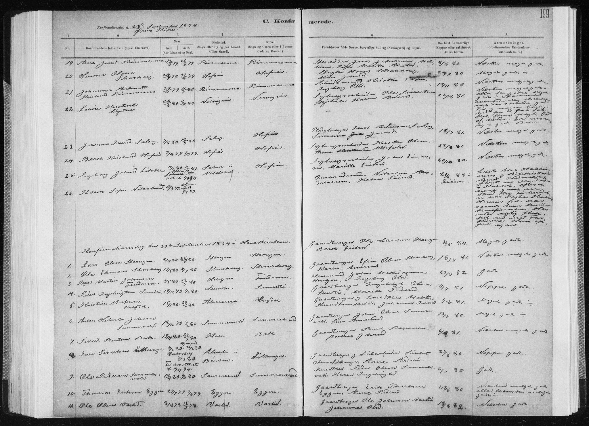 Ministerialprotokoller, klokkerbøker og fødselsregistre - Sør-Trøndelag, AV/SAT-A-1456/668/L0818: Parish register (copy) no. 668C07, 1885-1898, p. 199