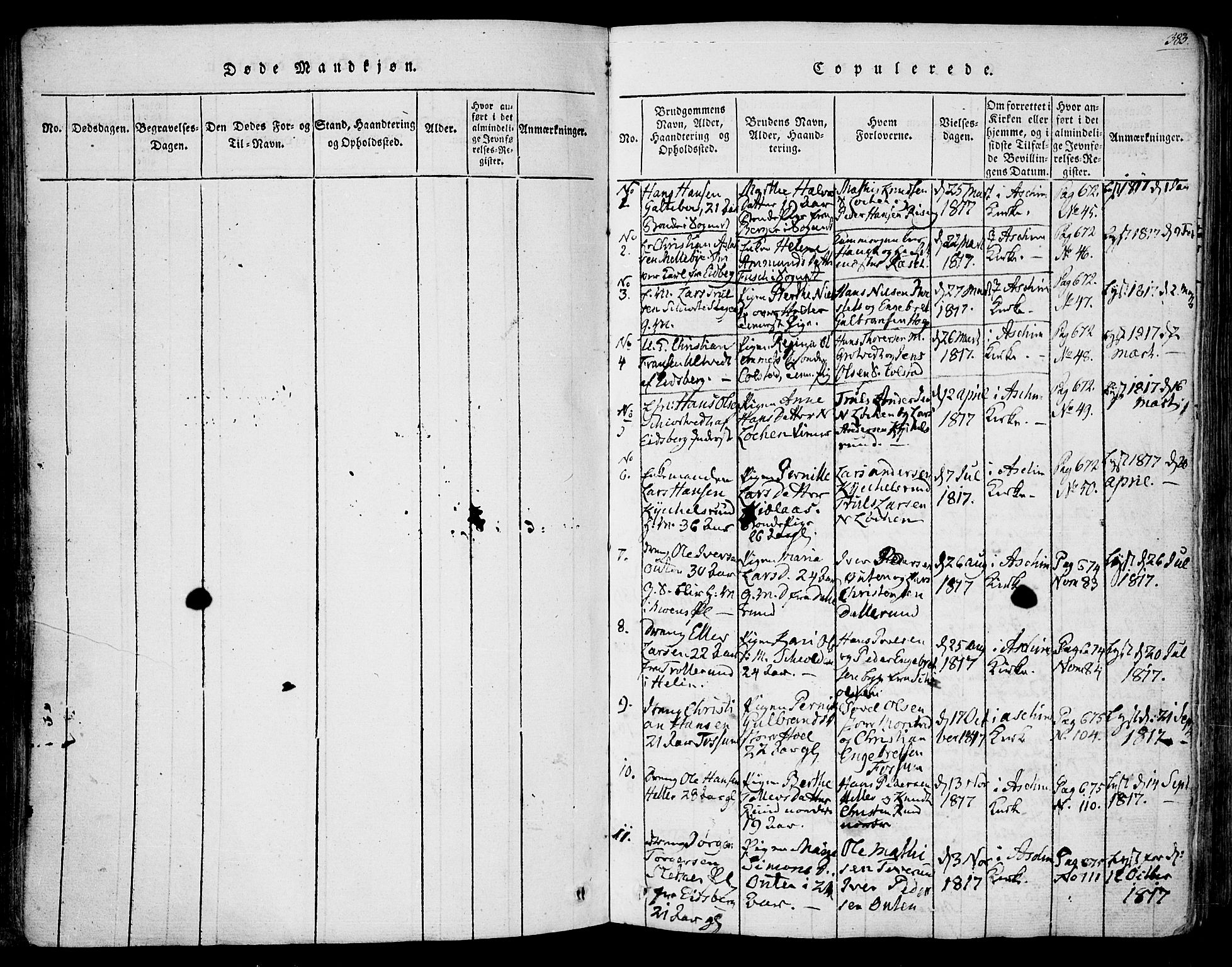 Askim prestekontor Kirkebøker, SAO/A-10900/F/Fa/L0004: Parish register (official) no. 4, 1817-1846, p. 382-383
