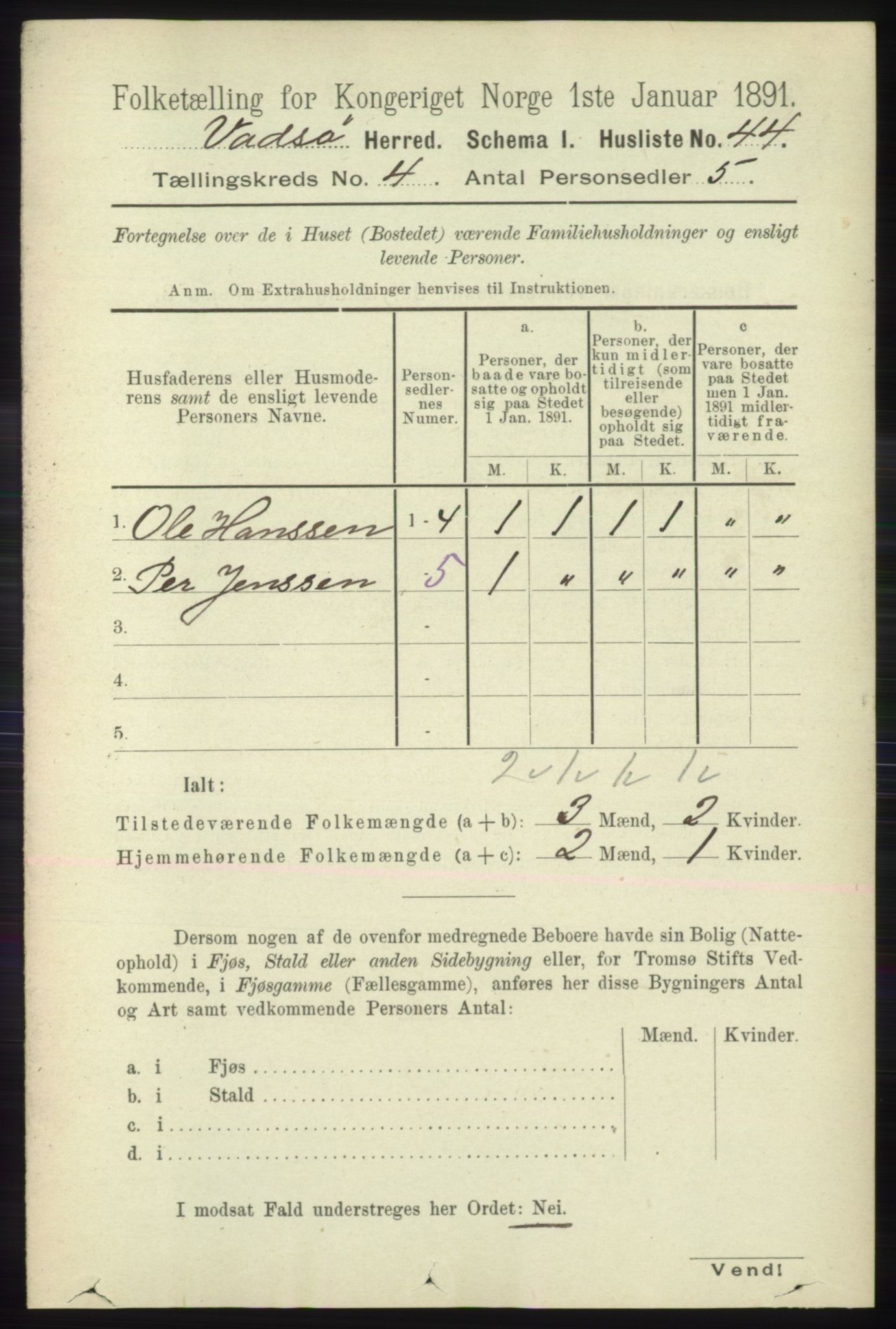 RA, 1891 census for 2029 Vadsø, 1891, p. 1187