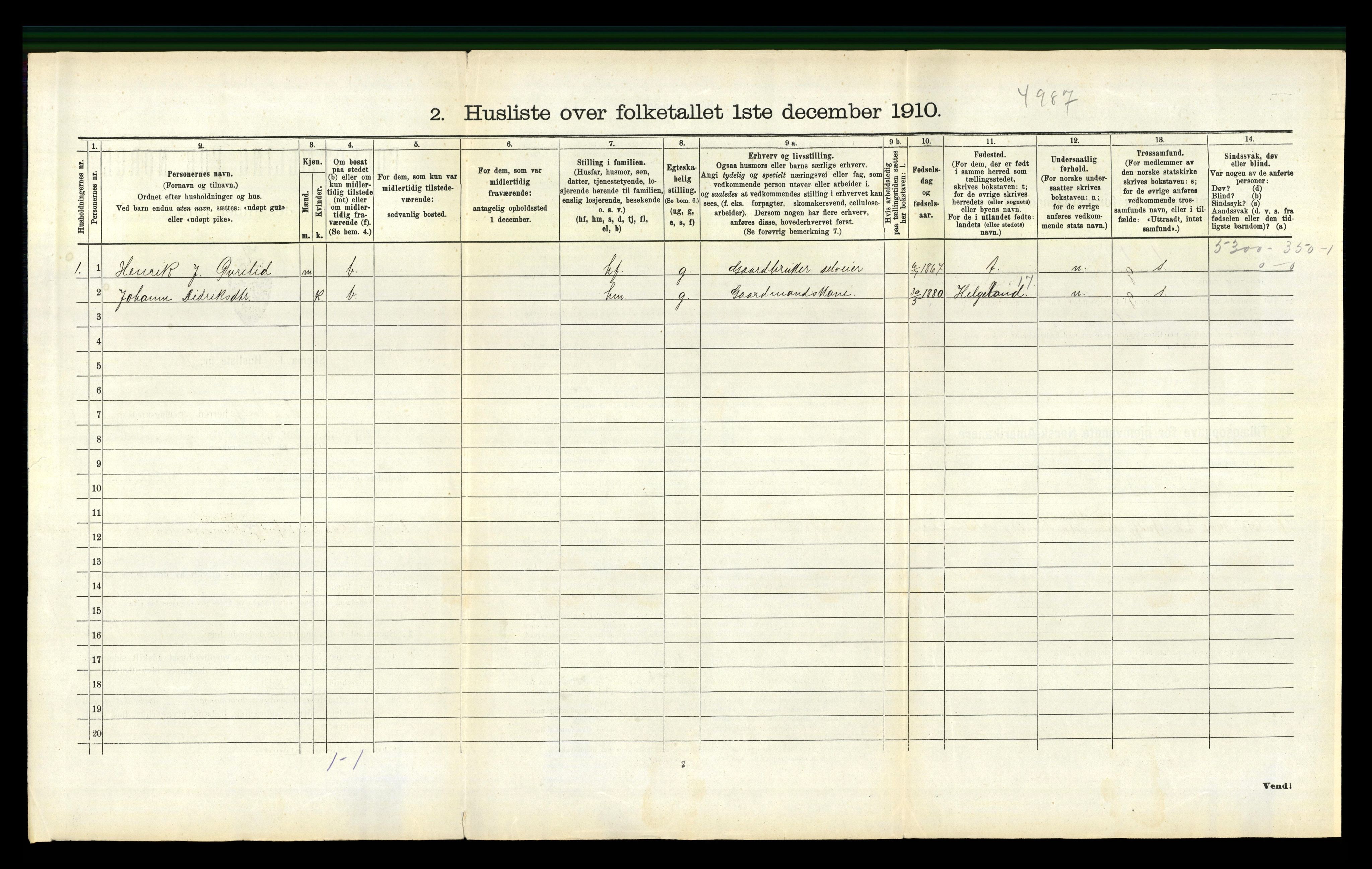 RA, 1910 census for Eid, 1910, p. 466