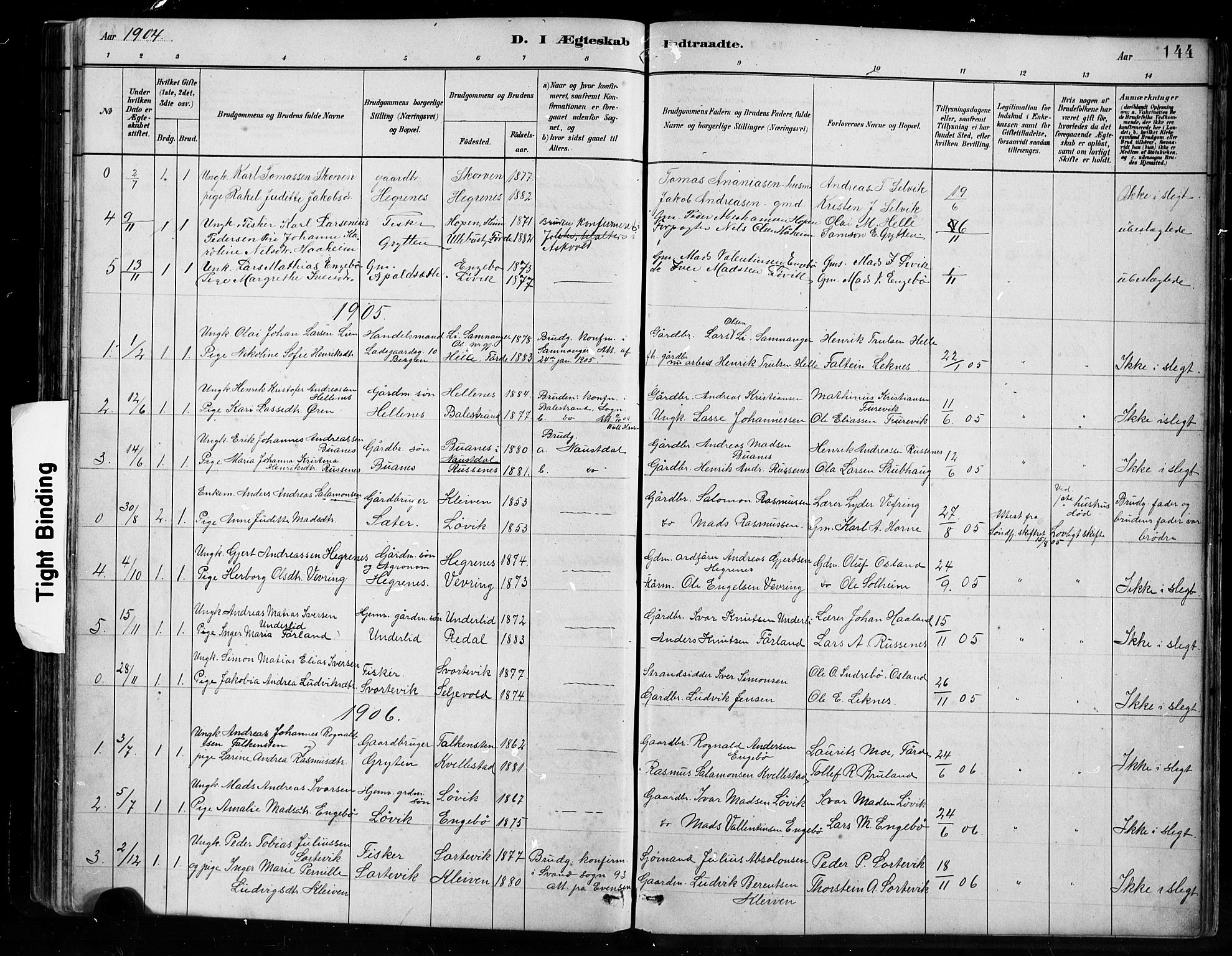 Førde sokneprestembete, SAB/A-79901/H/Hab/Habe/L0001: Parish register (copy) no. E 1, 1881-1920, p. 144