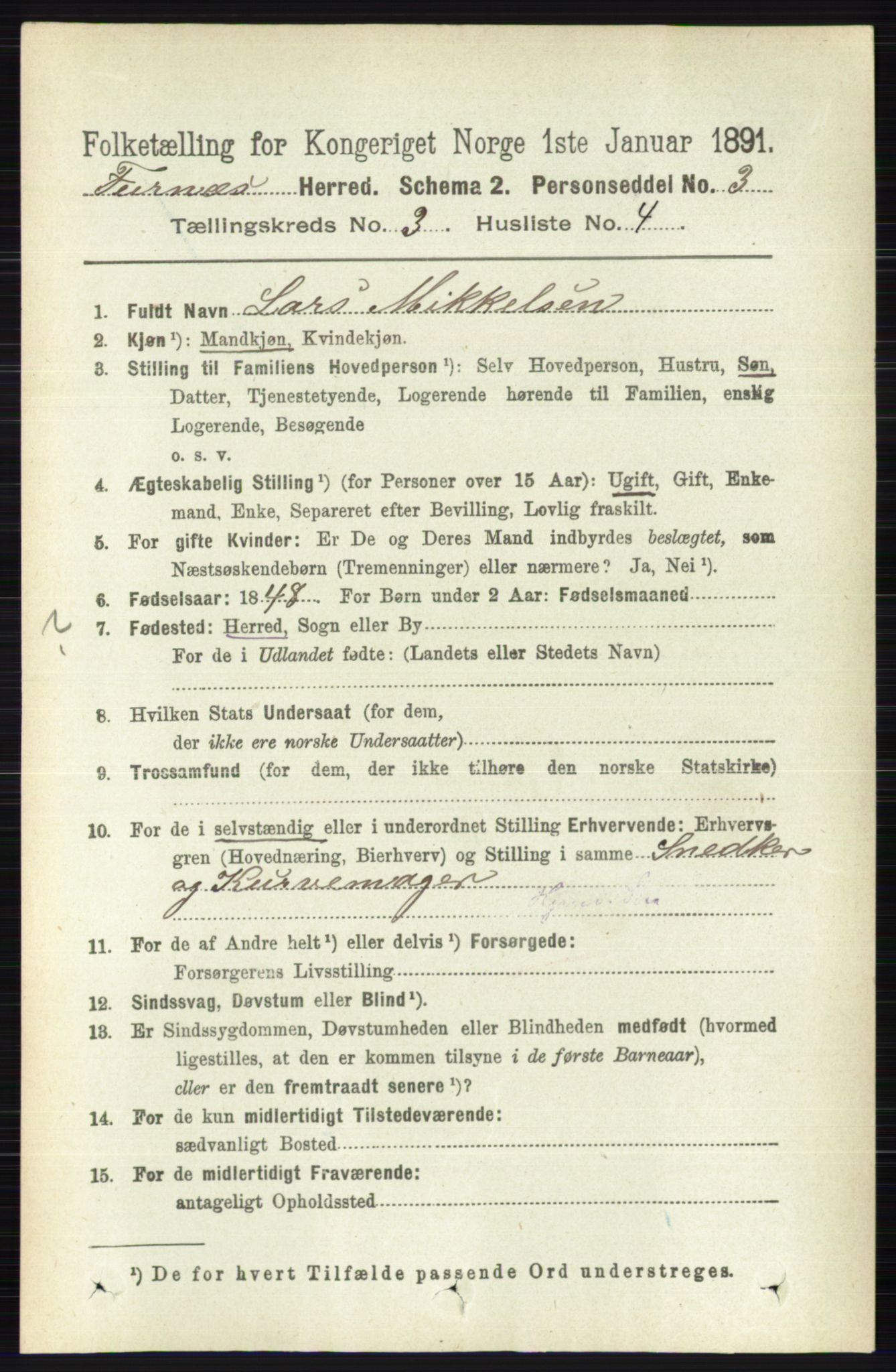 RA, Census 1891 for 0413 Furnes herred, 1891, p. 1658