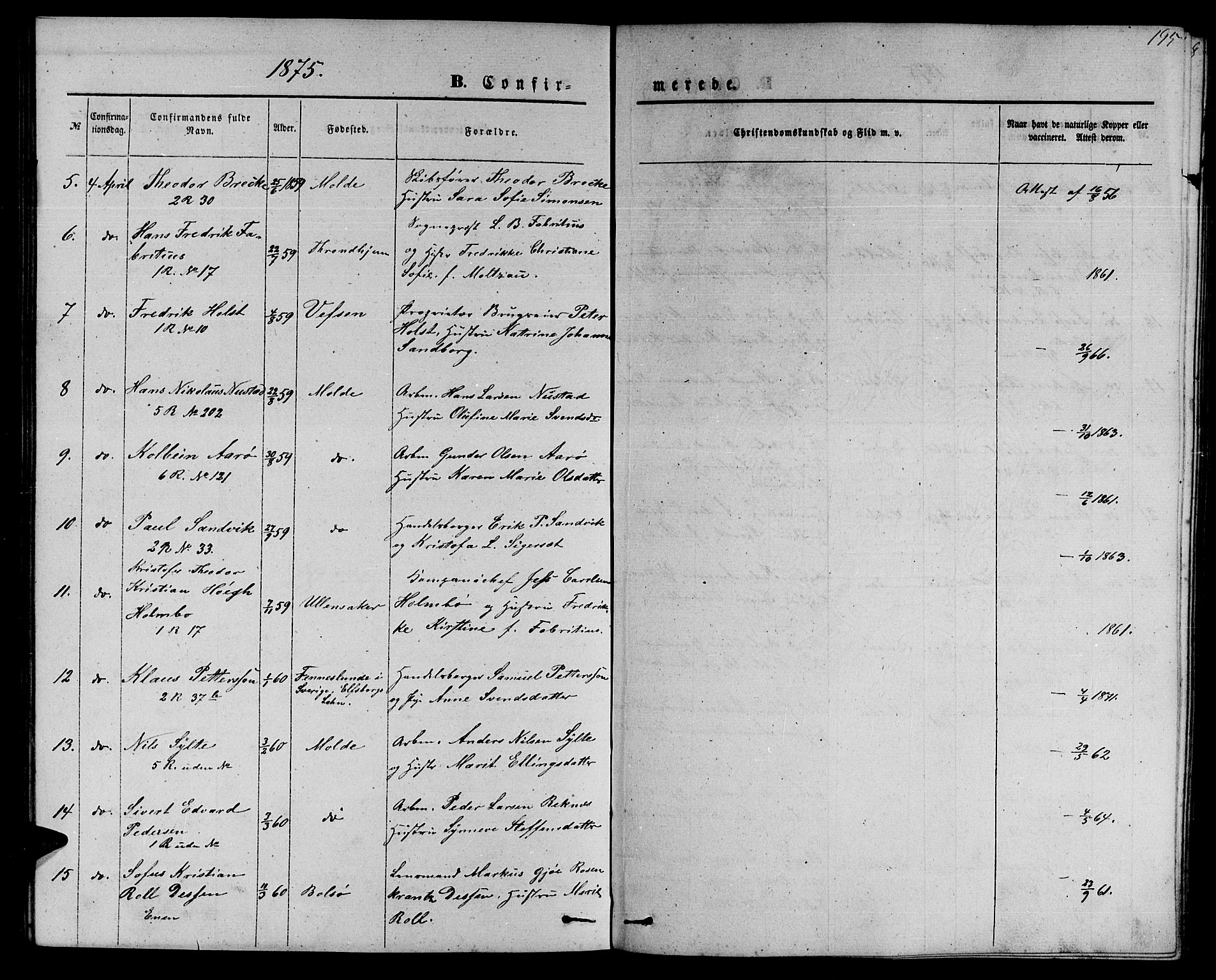 Ministerialprotokoller, klokkerbøker og fødselsregistre - Møre og Romsdal, AV/SAT-A-1454/558/L0701: Parish register (copy) no. 558C02, 1862-1879, p. 195