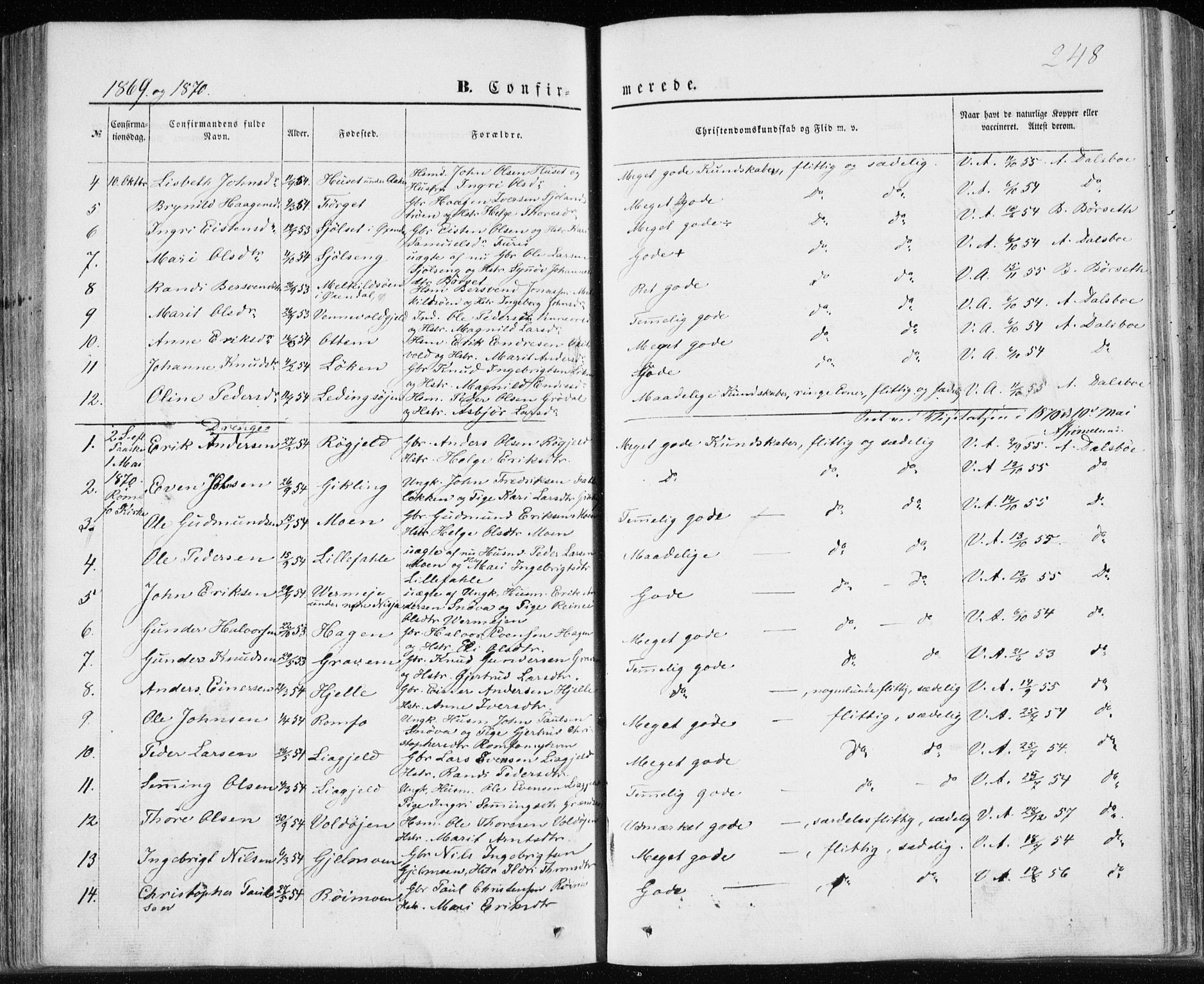 Ministerialprotokoller, klokkerbøker og fødselsregistre - Møre og Romsdal, AV/SAT-A-1454/590/L1013: Parish register (official) no. 590A05, 1847-1877, p. 248