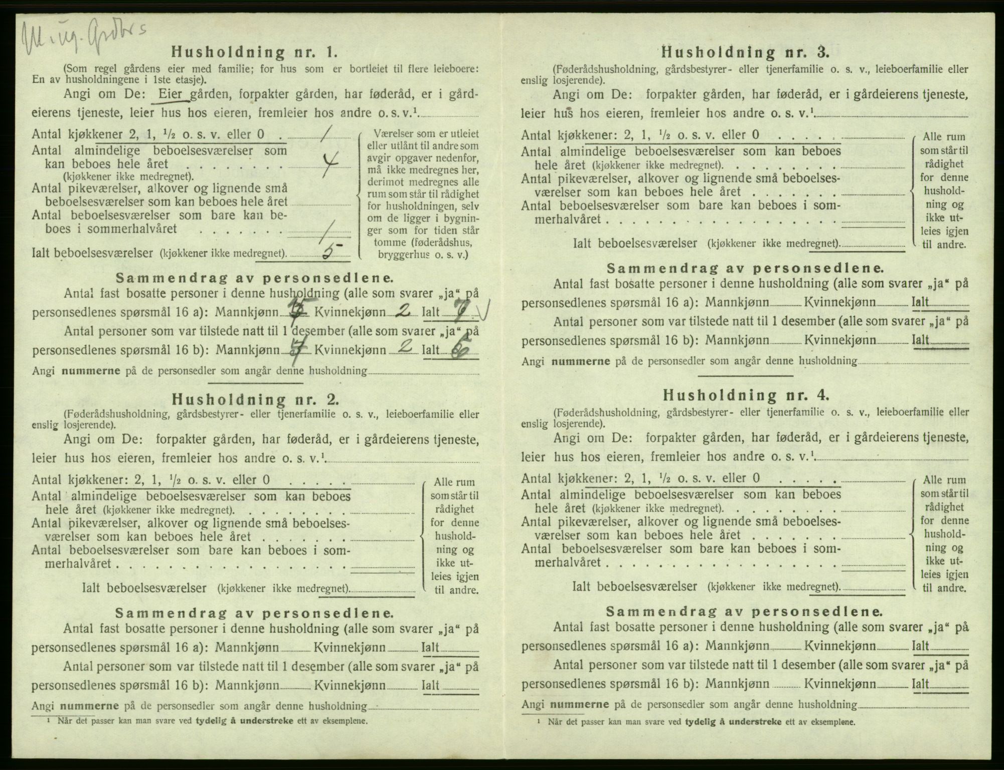 SAB, 1920 census for Odda, 1920, p. 1018