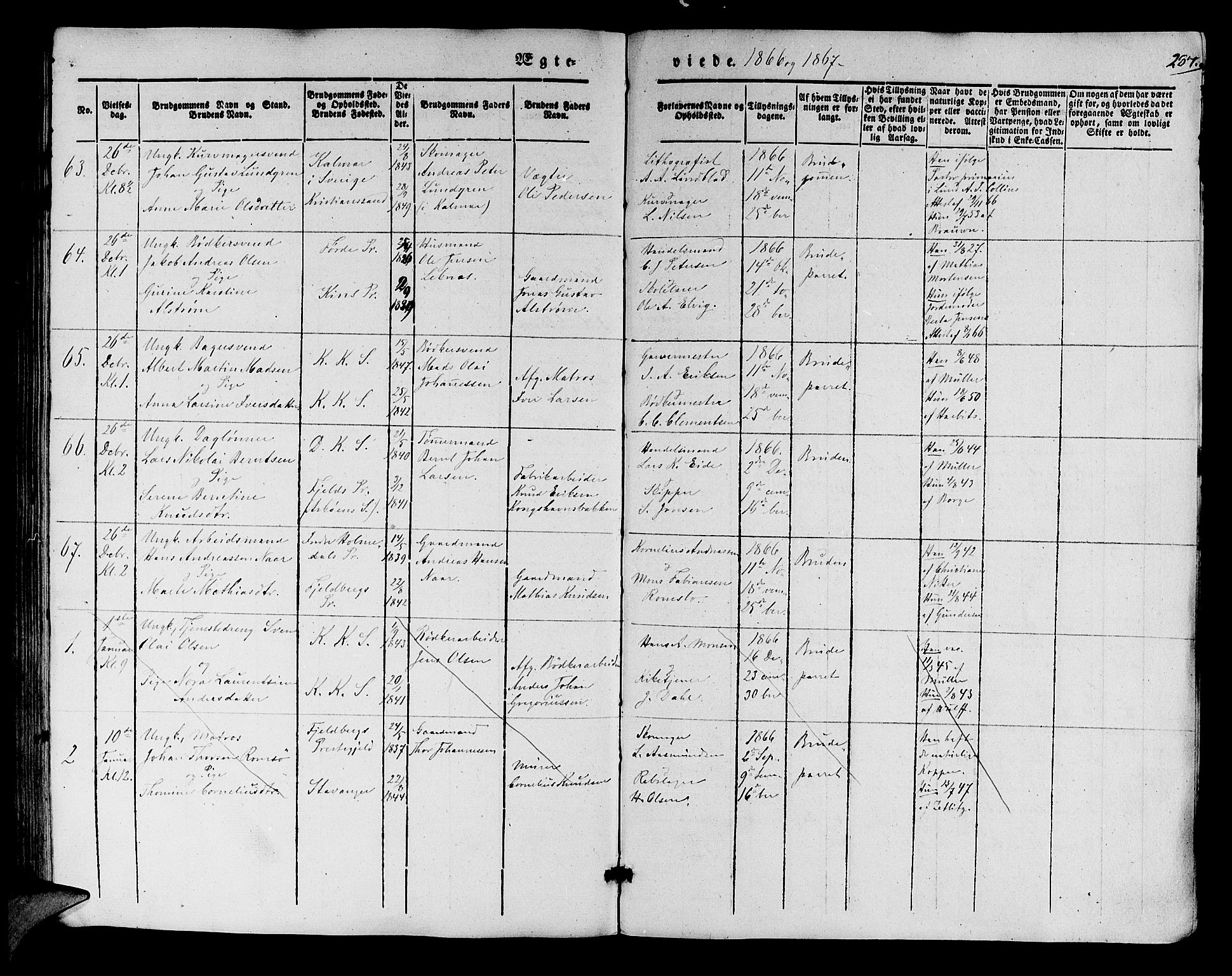 Korskirken sokneprestembete, SAB/A-76101/H/Hab: Parish register (copy) no. D 1, 1840-1867, p. 284