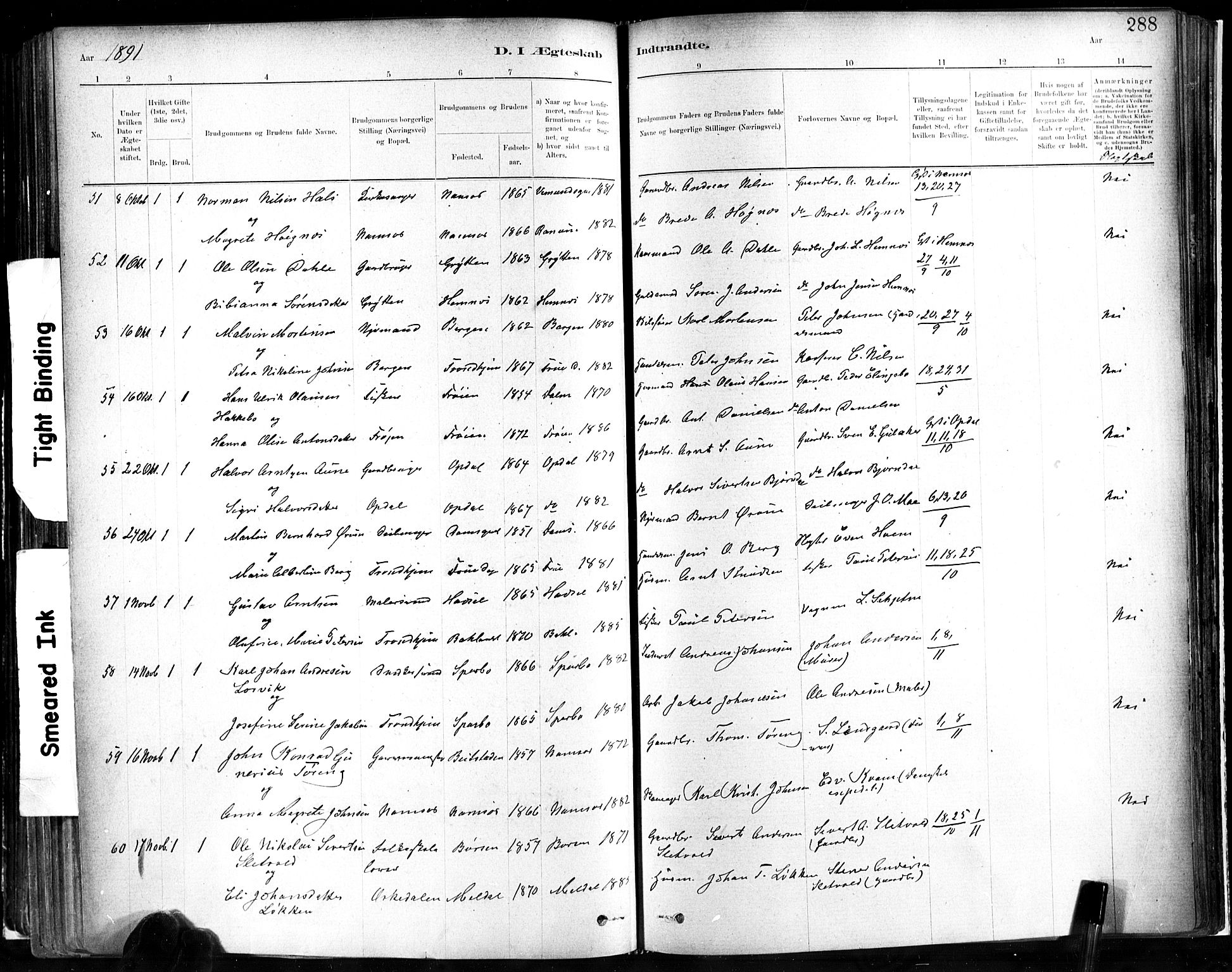 Ministerialprotokoller, klokkerbøker og fødselsregistre - Sør-Trøndelag, AV/SAT-A-1456/602/L0119: Parish register (official) no. 602A17, 1880-1901, p. 288