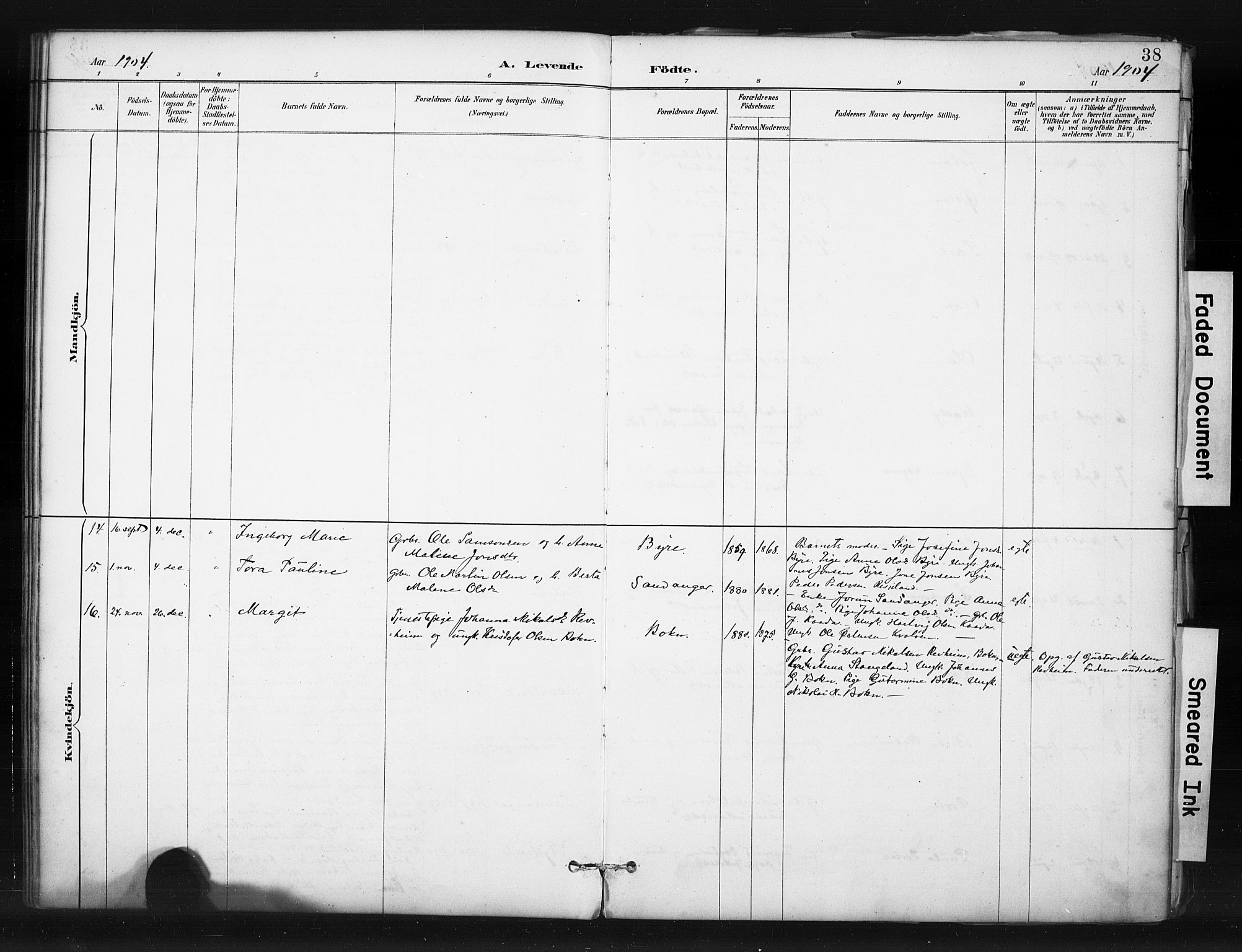 Hjelmeland sokneprestkontor, SAST/A-101843/01/IV/L0015: Parish register (official) no. A 15, 1887-1910, p. 38