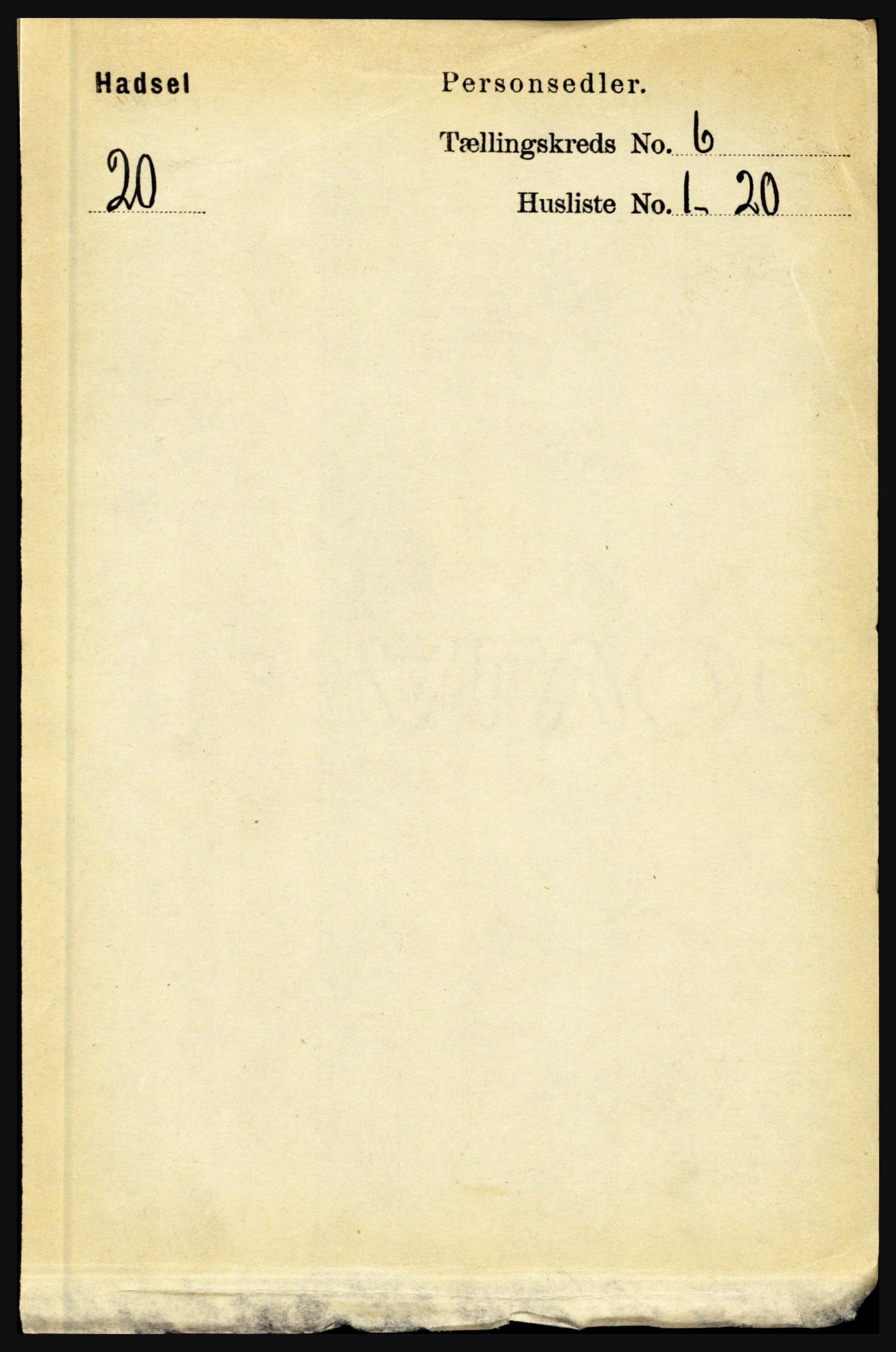 RA, 1891 census for 1866 Hadsel, 1891, p. 2638
