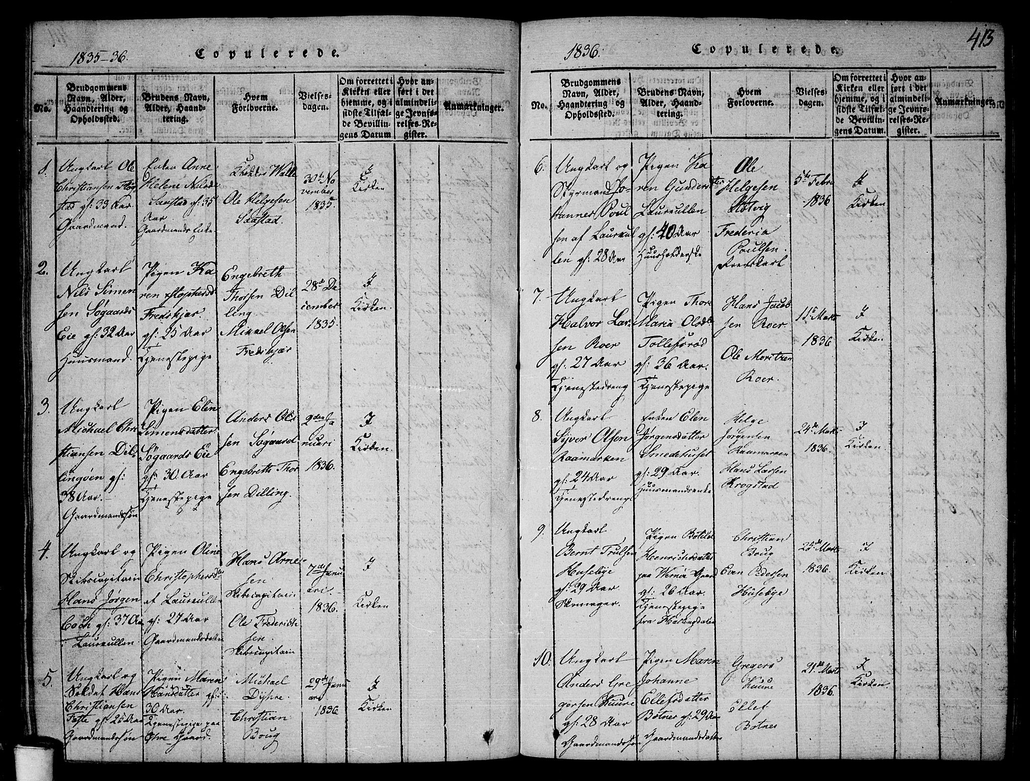 Rygge prestekontor Kirkebøker, SAO/A-10084b/F/Fa/L0003: Parish register (official) no. 3, 1814-1836, p. 412-413