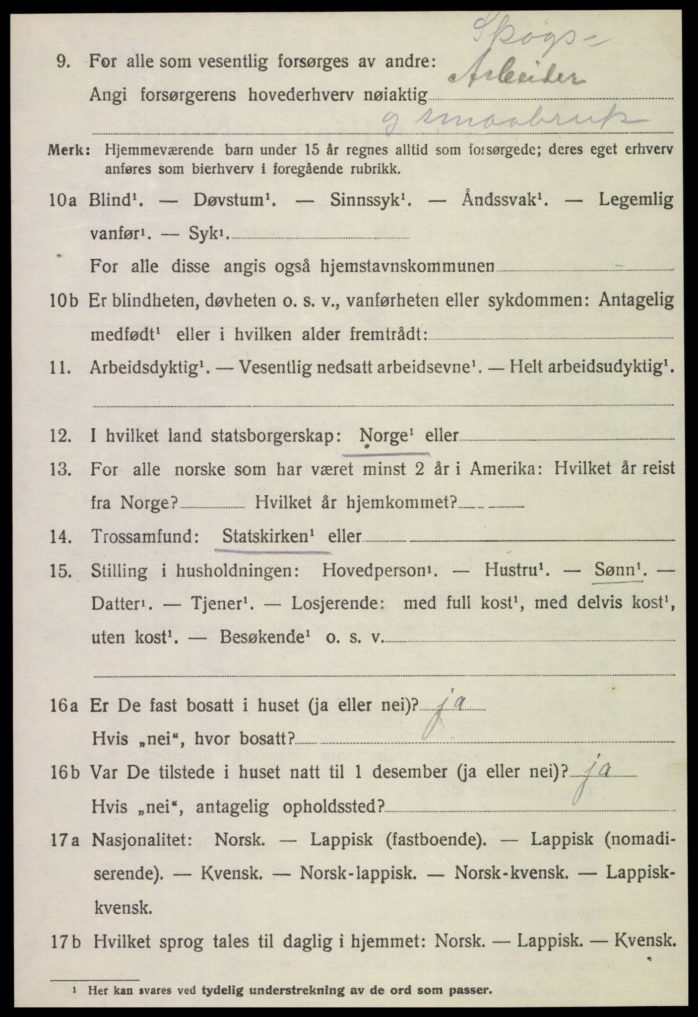 SAT, 1920 census for Namdalseid, 1920, p. 2583