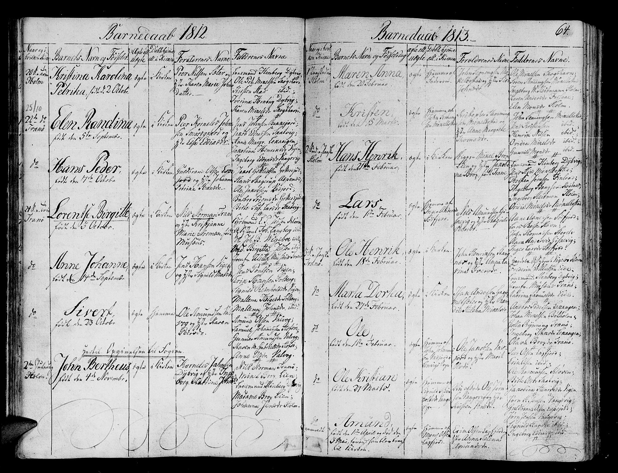 Tranøy sokneprestkontor, SATØ/S-1313/I/Ia/Iaa/L0003kirke: Parish register (official) no. 3, 1807-1820, p. 64