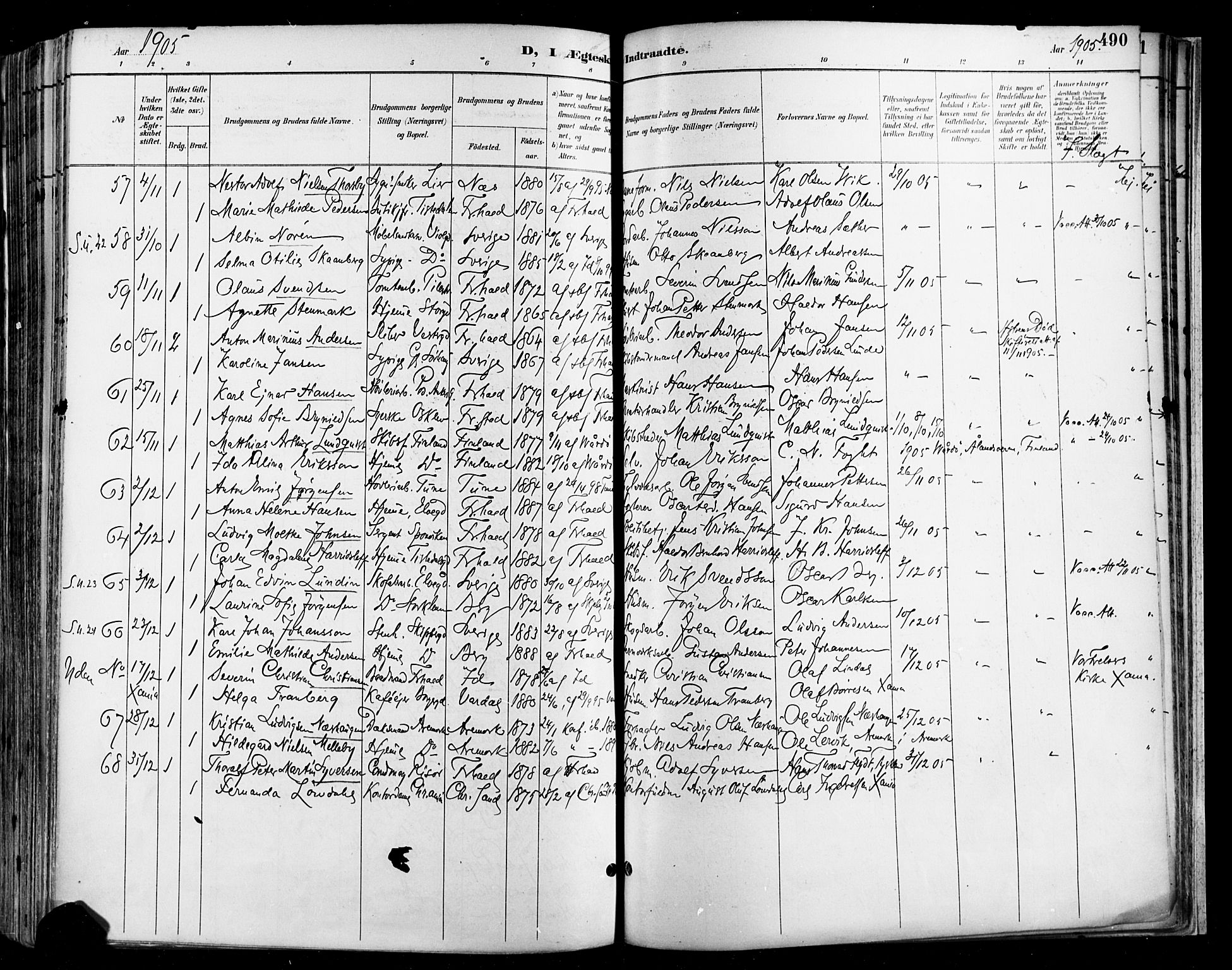 Halden prestekontor Kirkebøker, SAO/A-10909/F/Fa/L0013: Parish register (official) no. I 13, 1890-1906, p. 490