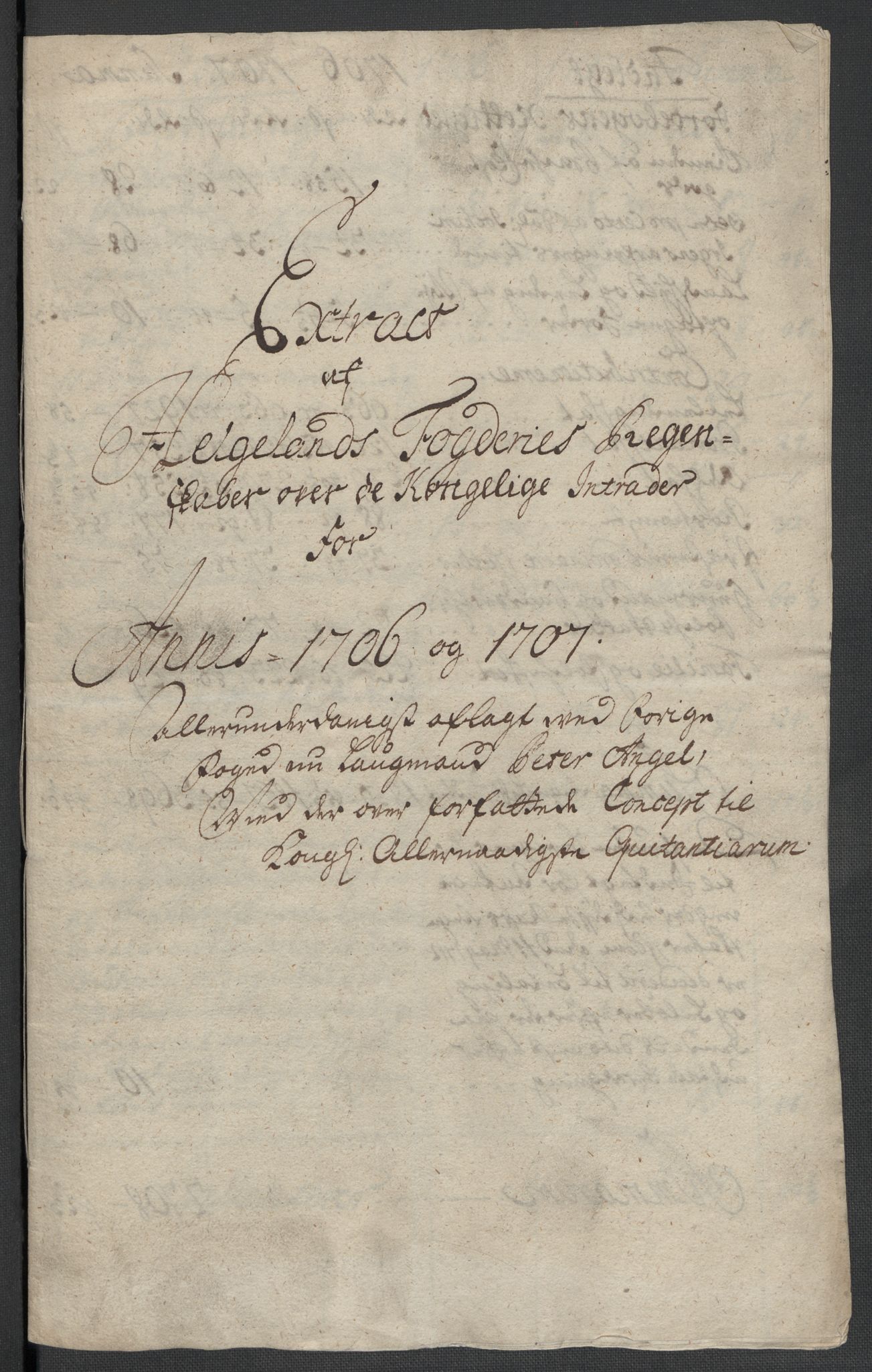 Rentekammeret inntil 1814, Reviderte regnskaper, Fogderegnskap, AV/RA-EA-4092/R65/L4509: Fogderegnskap Helgeland, 1706-1707, p. 136