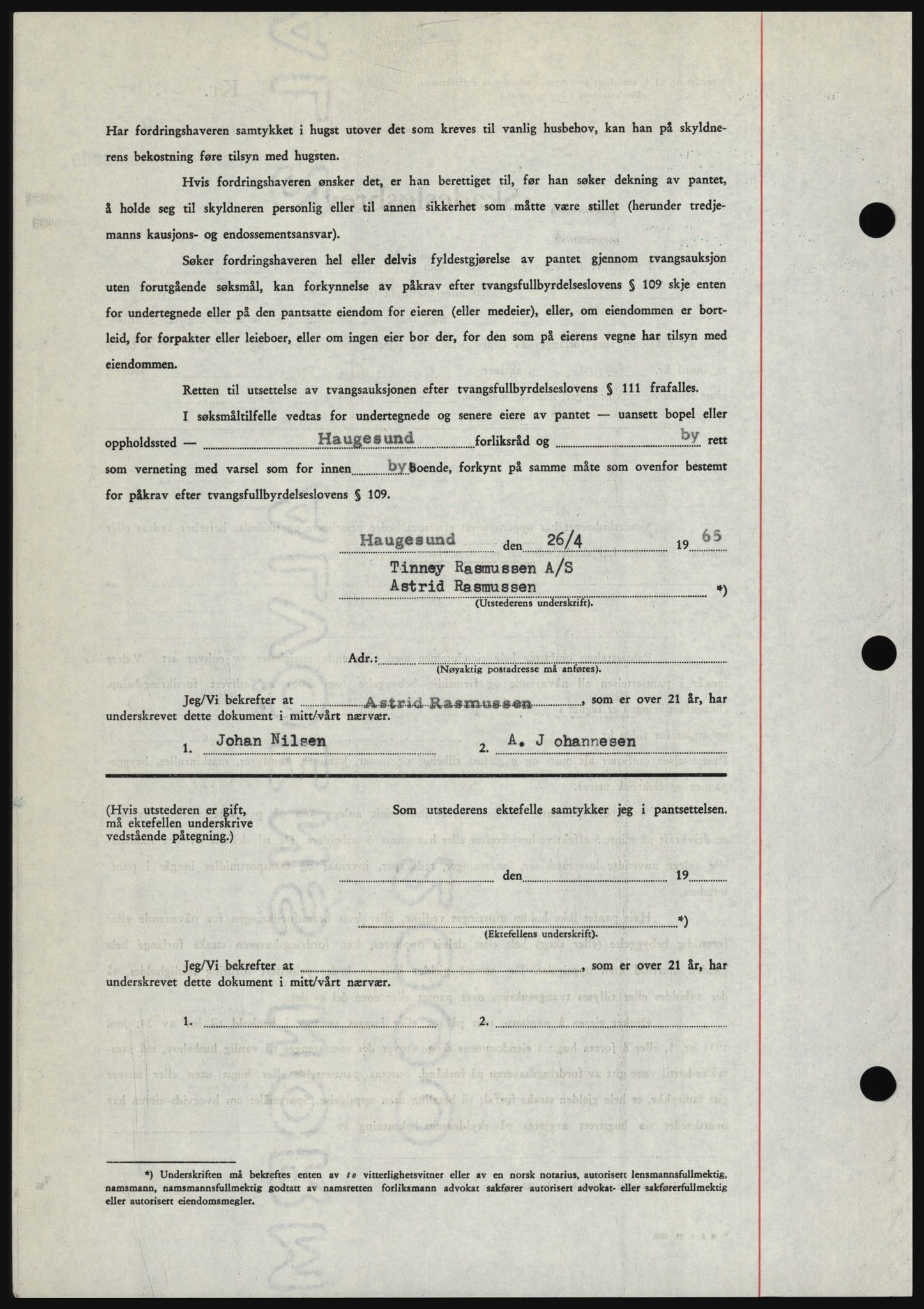 Haugesund tingrett, SAST/A-101415/01/II/IIC/L0053: Mortgage book no. B 53, 1965-1965, Diary no: : 1090/1965