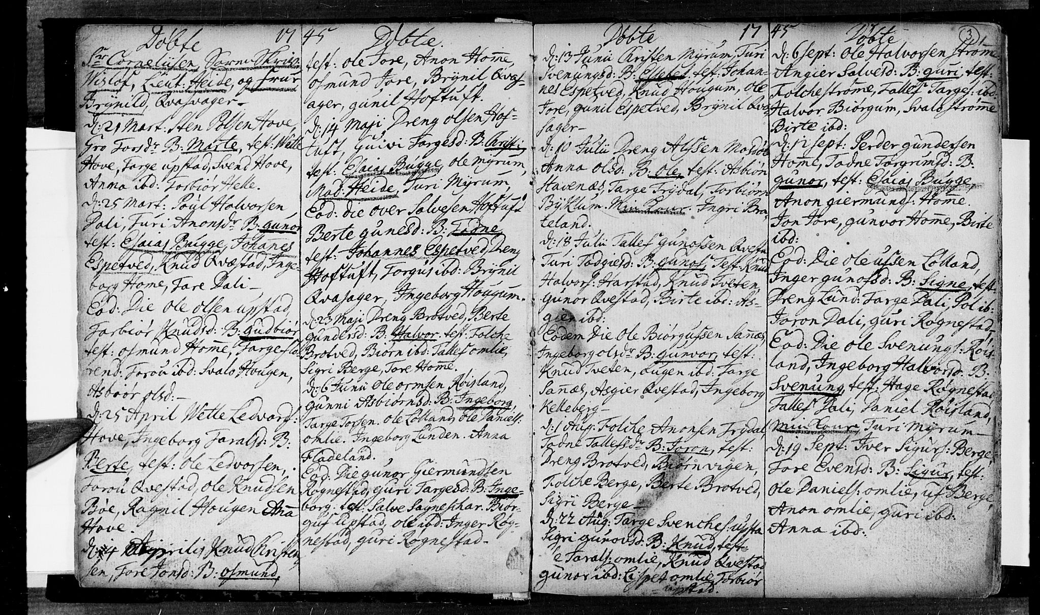 Valle sokneprestkontor, AV/SAK-1111-0044/F/Fa/Fac/L0002: Parish register (official) no. A 2, 1745-1776, p. 3